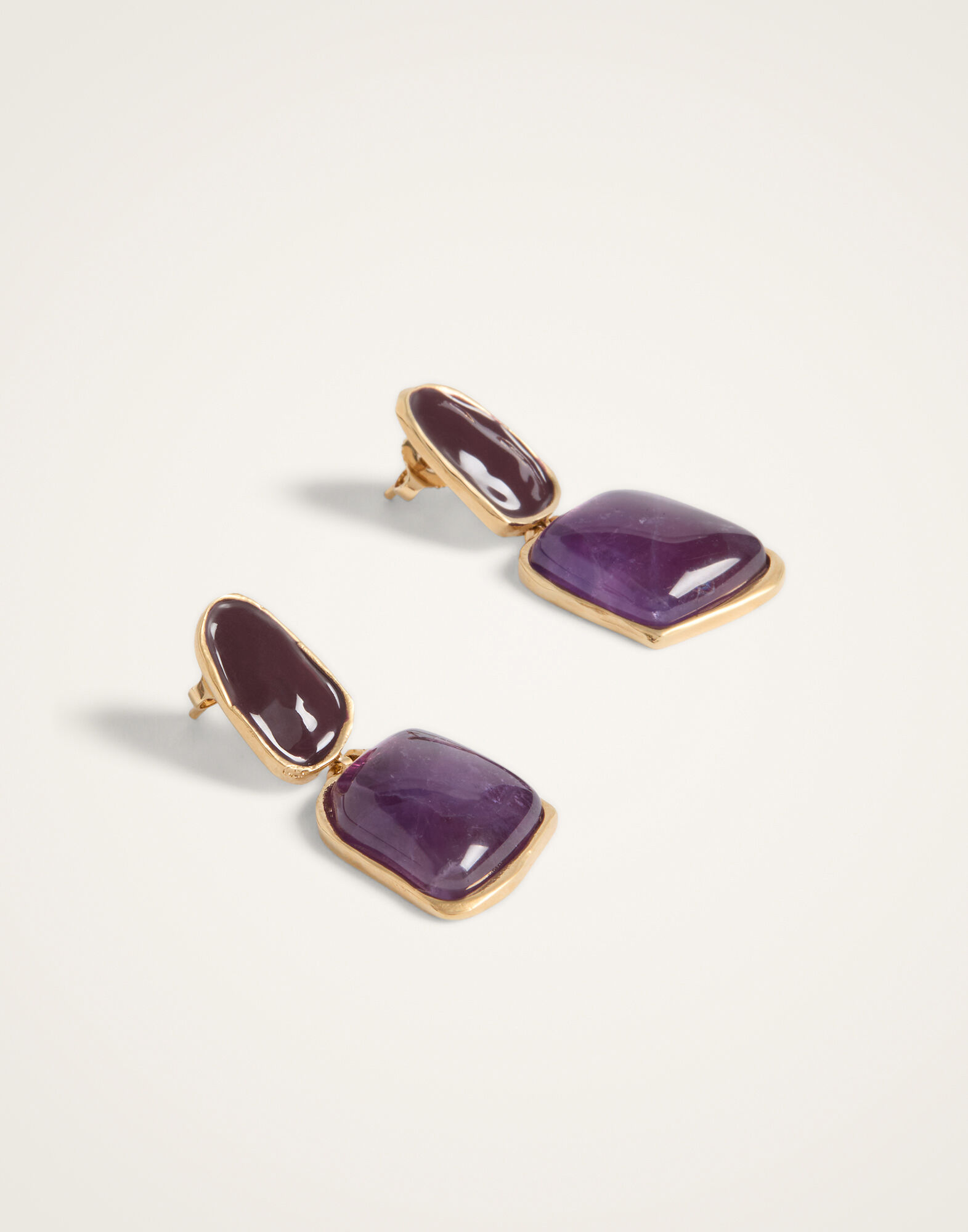 La DoubleJ Spells Earrings 24K Gold Plate And Amethyst EAR0077BRA008AME01BR02