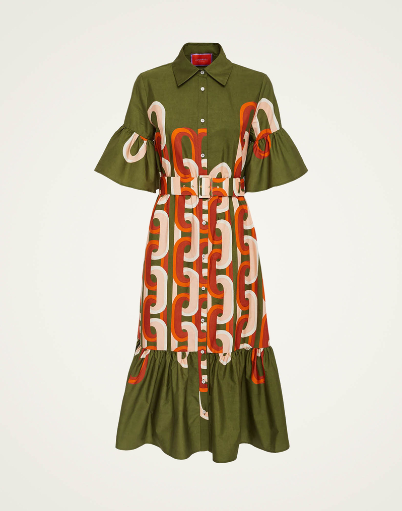 La DoubleJ Choux Midi Dress La DoubleJ Choux Midi Dress Prometheus Placée Camouflage DRE0733COT039EUS02GR08