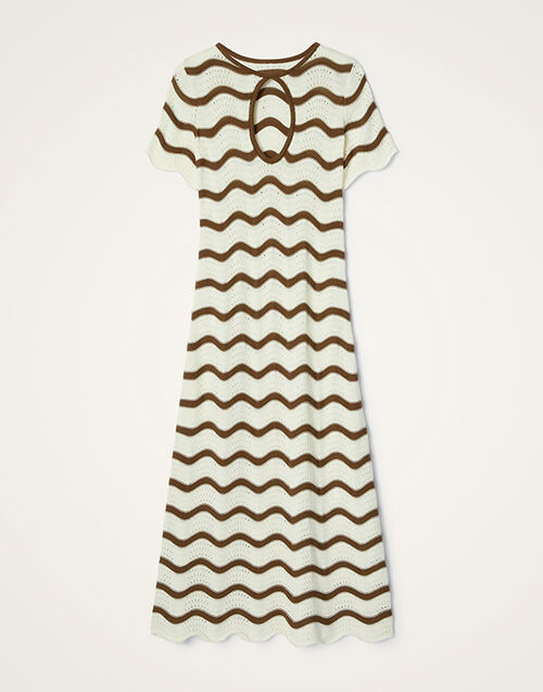 La DoubleJ Wavy Swing Dress Bicolor White & Chocolate DRE1045KNI203VA494WH01