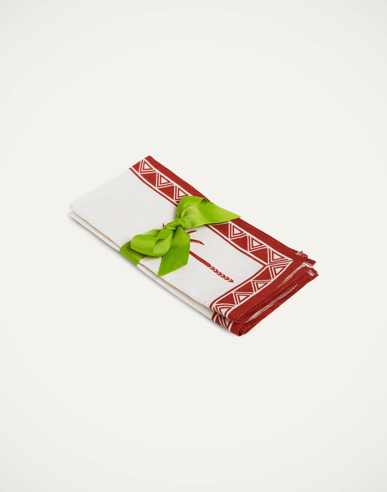 La DoubleJ Large Napkins Set Of 2 La DoubleJ Large Napkins Set Of 2 Date Palms Brick NAP0006LIN001DAT02RE06