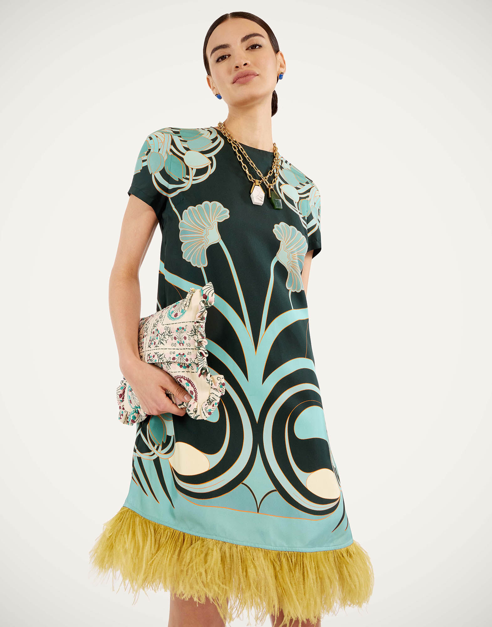 La DoubleJ Mini Swing Dress Blooming Tulip Plac&eacute;e Dark Green DRE0963SIL026BTU01GR03