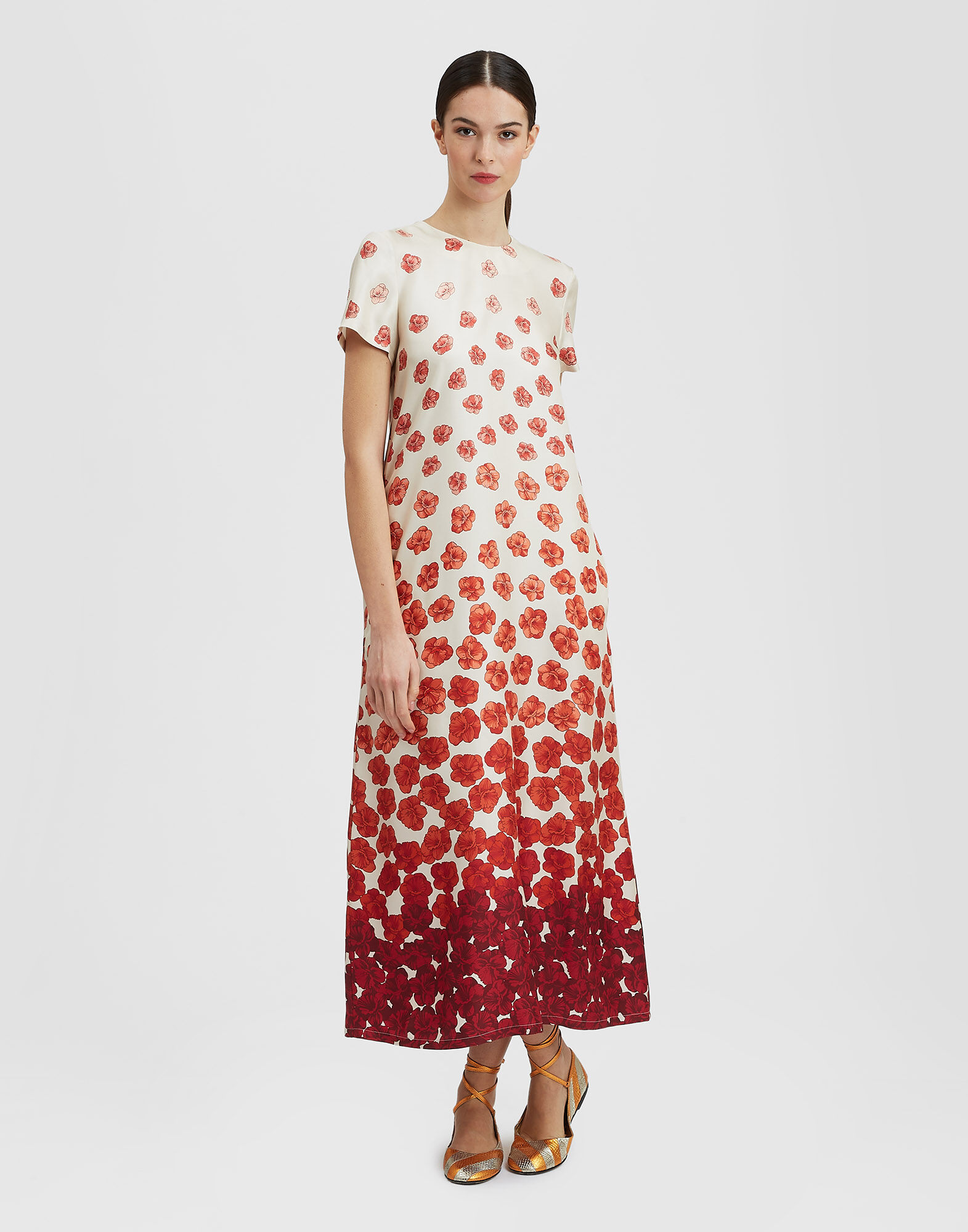 La DoubleJ Swing Dress Haze Plac&egrave;e Red DRE0001SIL001HAZ01RE01