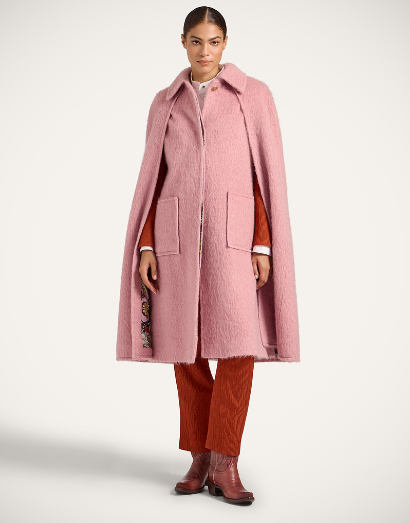 La DoubleJ Milano Cape Coat La DoubleJ Milano Cape Coat Solid Pink JAC0152WOL029SOLIDPI01