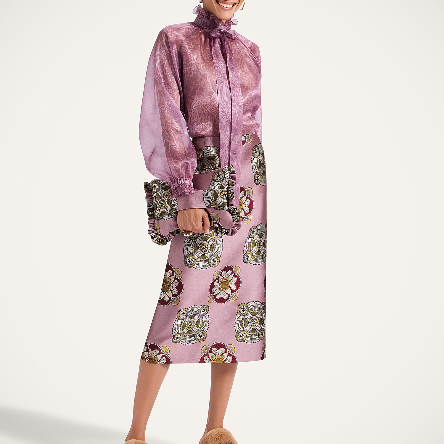  La Doublej Mother Of The Bride Women - Pencil Skirt Nucleus Dusty Pink L 72% Polyester 28% Silk 