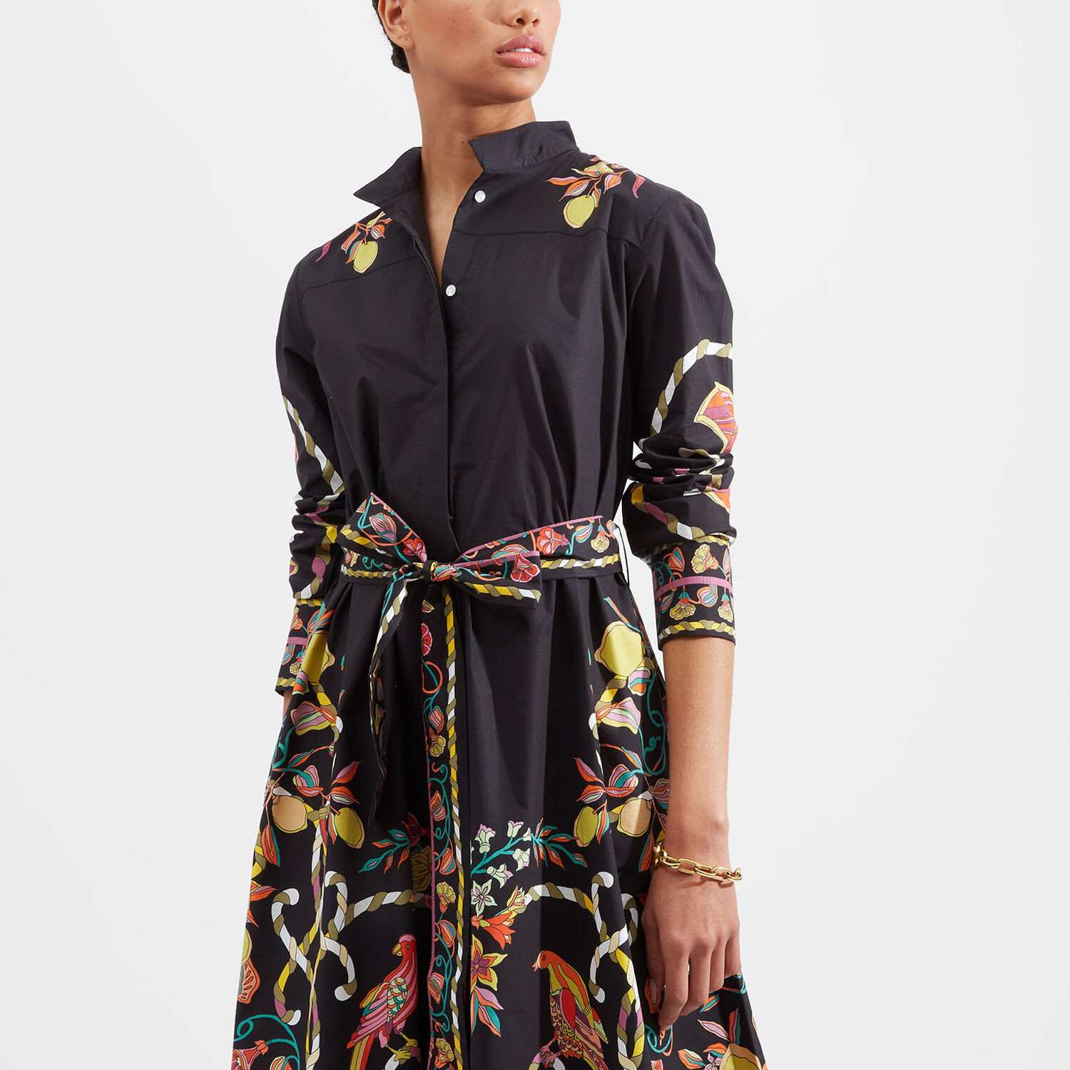 La Doublej Sundowner Floral-print Shirt Dress In Borboni Placee Nero