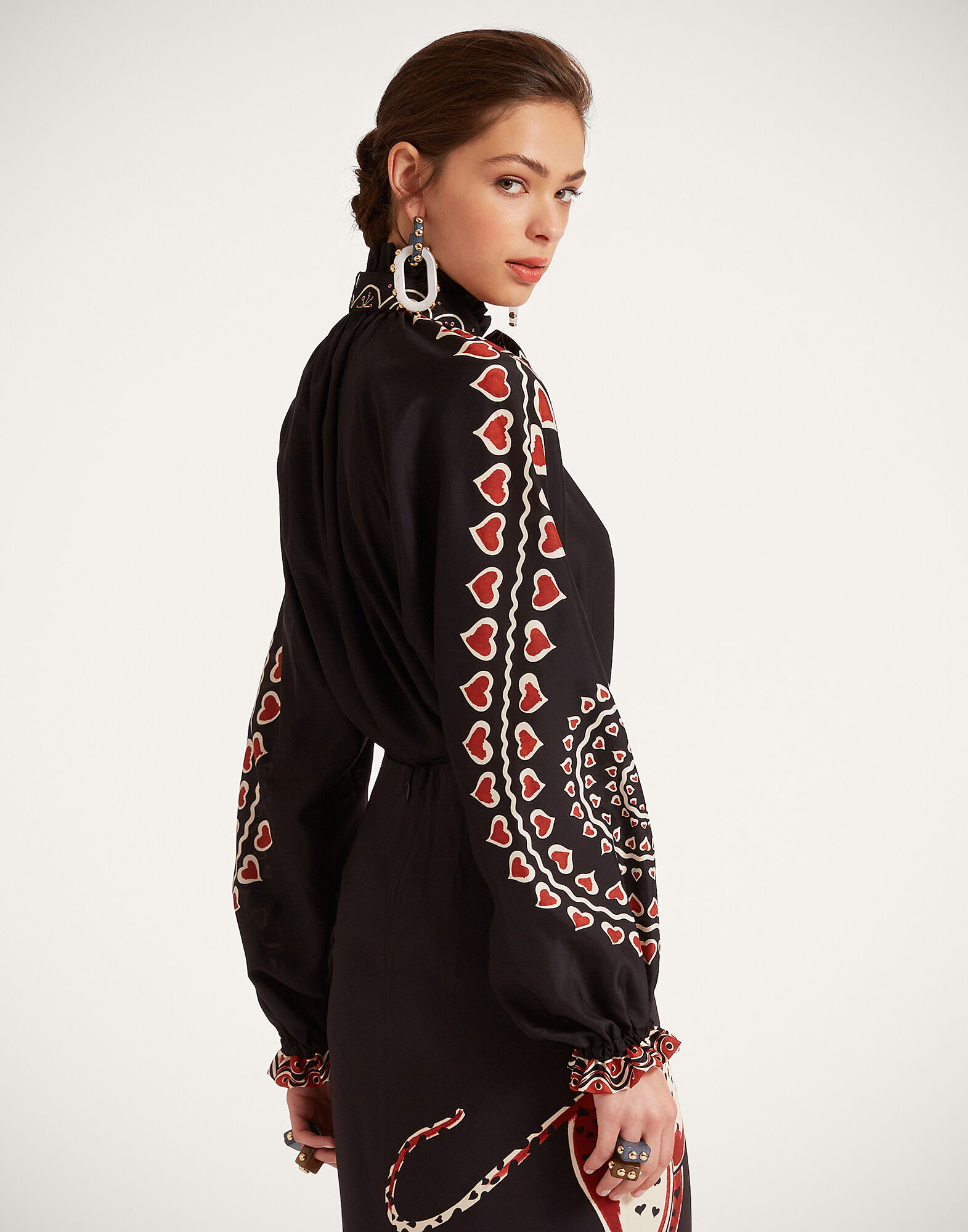 La DoubleJ Cerere Blouse Gattopardo Plac&eacute;e Black SHI0086SIL009GAT01BL01