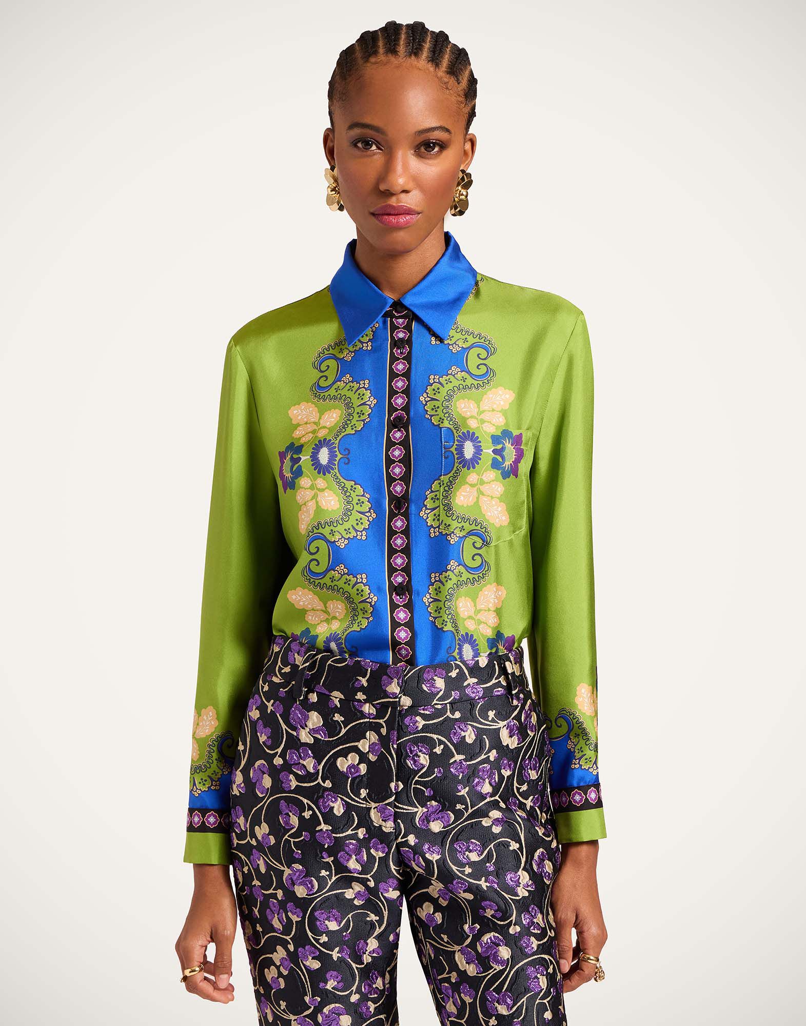 La DoubleJ Boy Shirt Cornucopia Plac&eacute;e Green SHI0040SIL026CRN03GR02