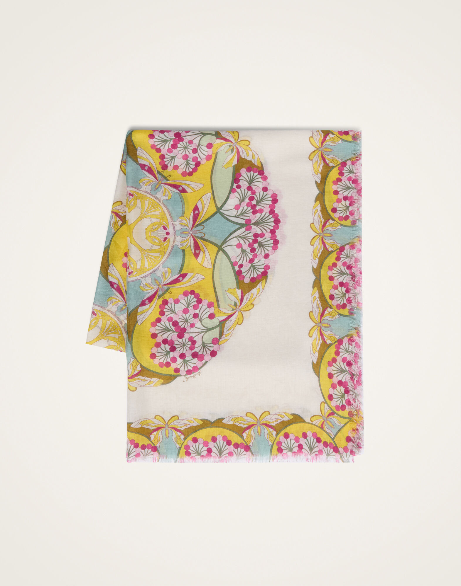 La DoubleJ Scarf (70X180) Florette Plac&eacute;e Fuchsia SCA0097MOS001FLO08PI03