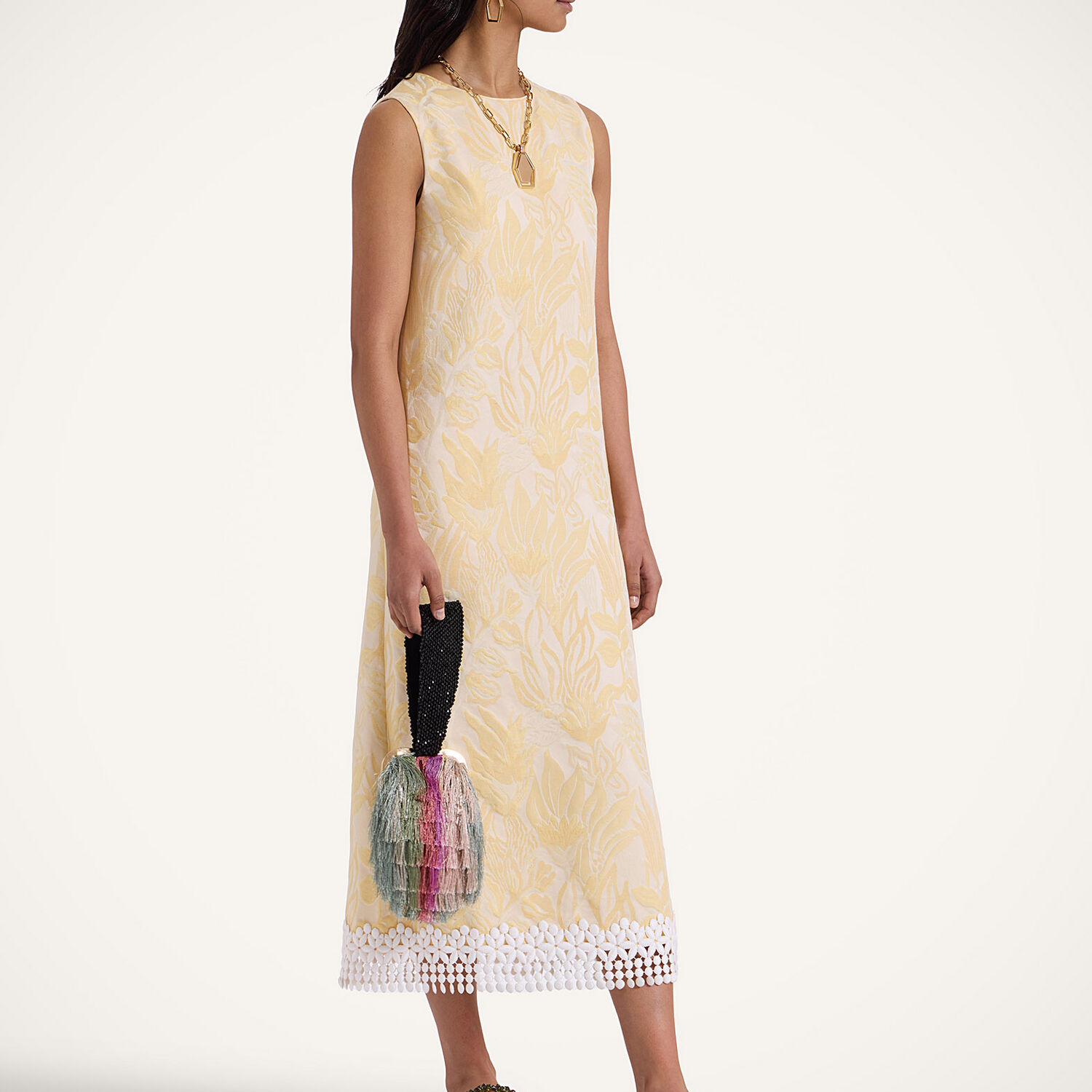 La Doublej Column Dress In Iris Yellow