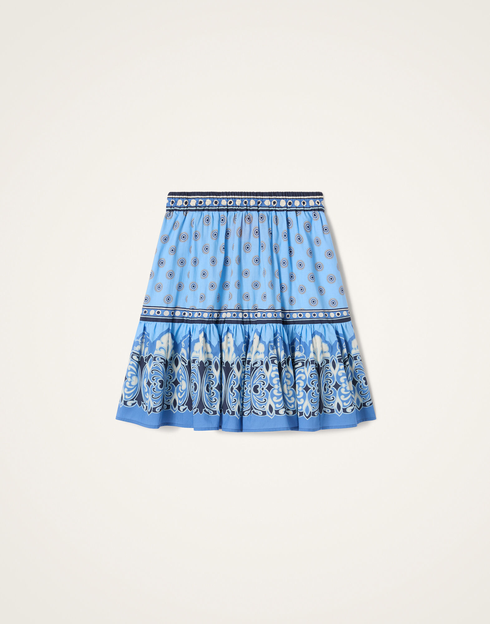 La DoubleJ Mini Big Skirt Cocoon Plac&eacute;e Blue SKI0206COT098COC02BU03