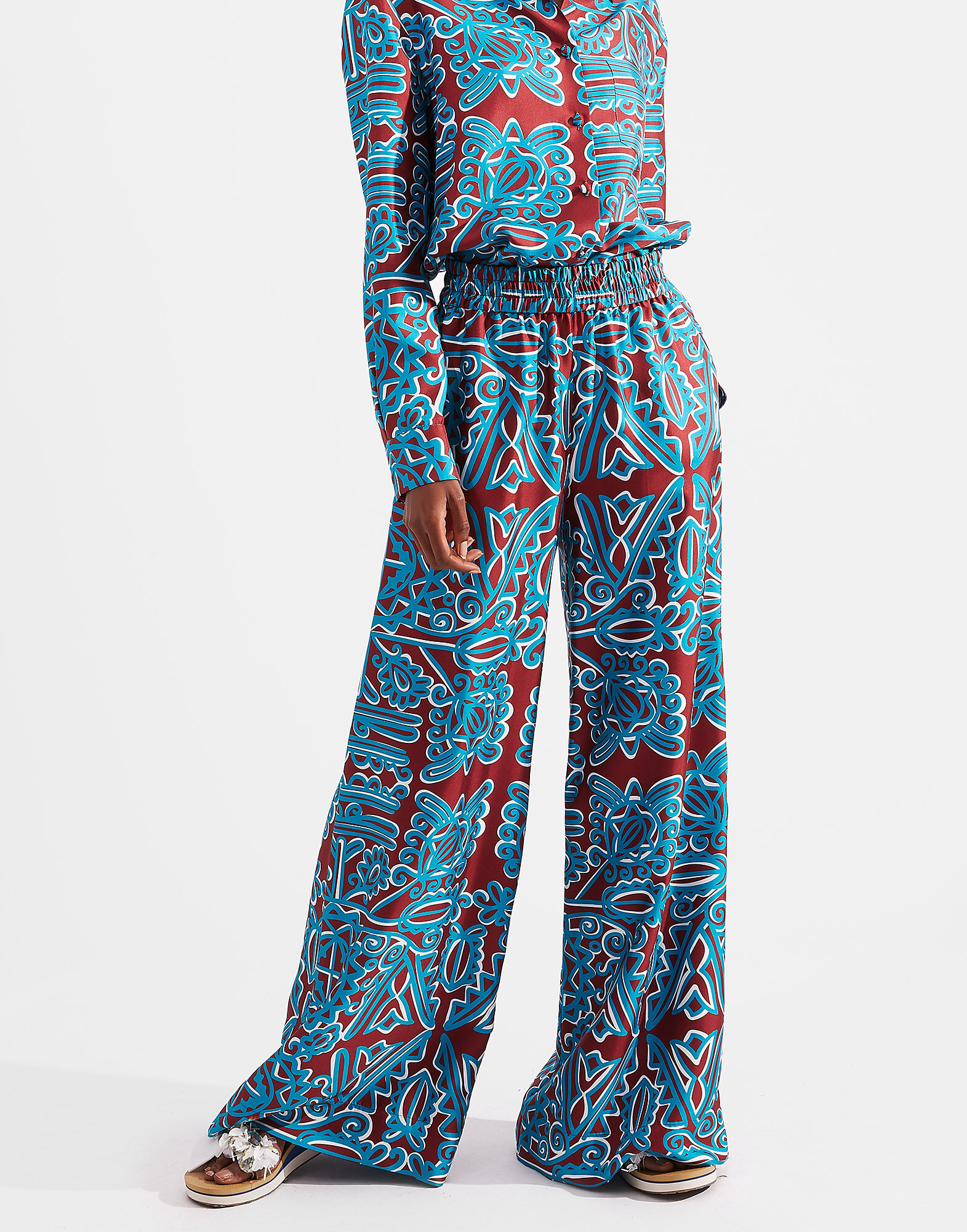 LaDoubleJ Palazzo Pants Parnaveg Turchese TRO0003SIL001PRN0003