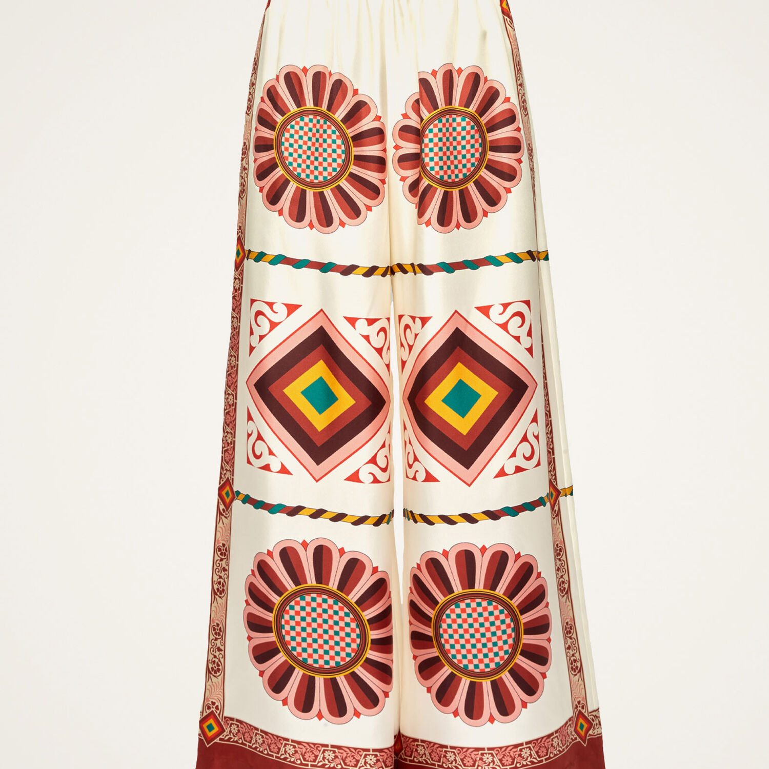 La Doublej Tile-printed High-waist Palazzo Trousers In Macro Tiles Placed