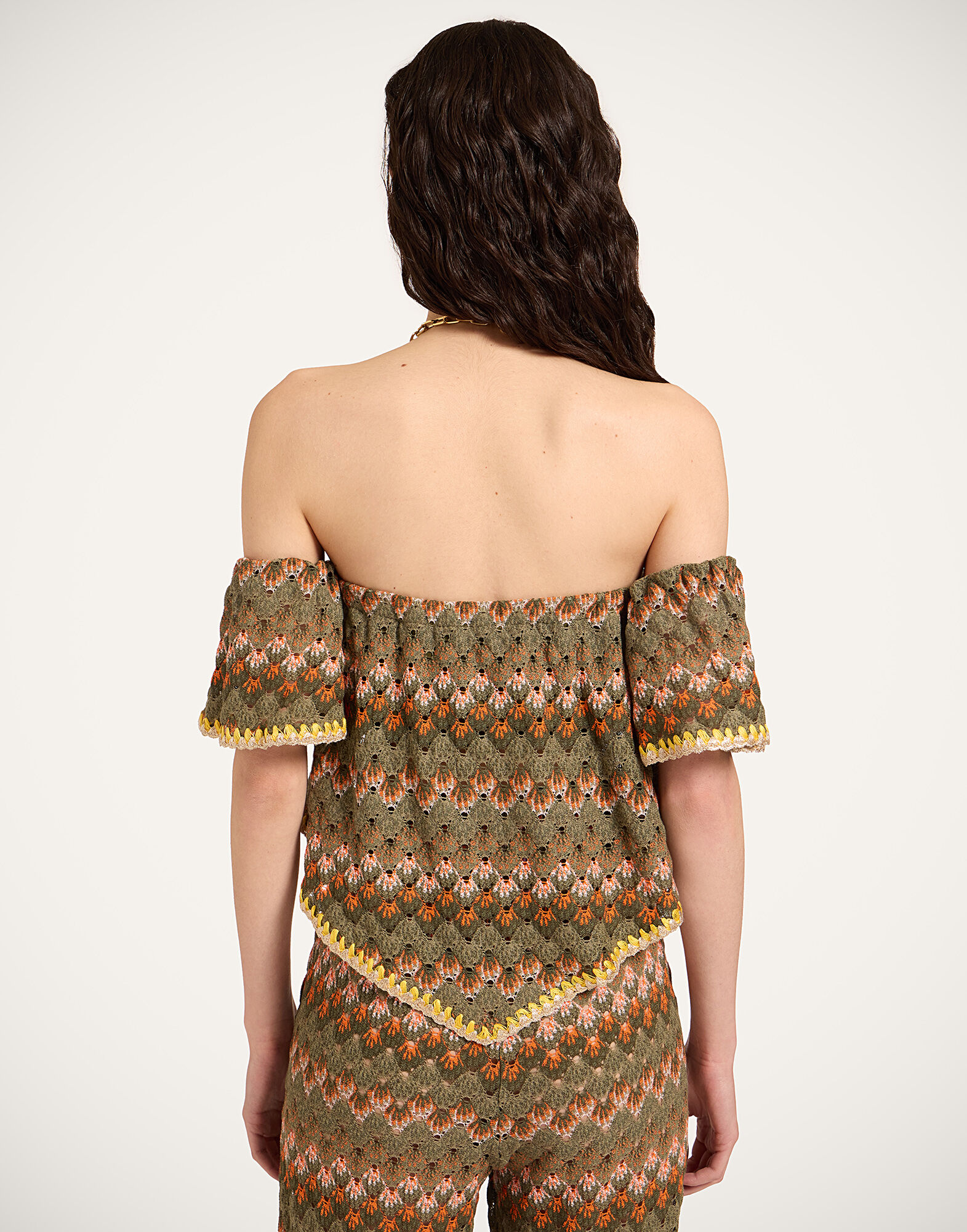 La DoubleJ Sand Dollar Top Multicolor Green & Orange TOP0211COT091SOLIDGR02