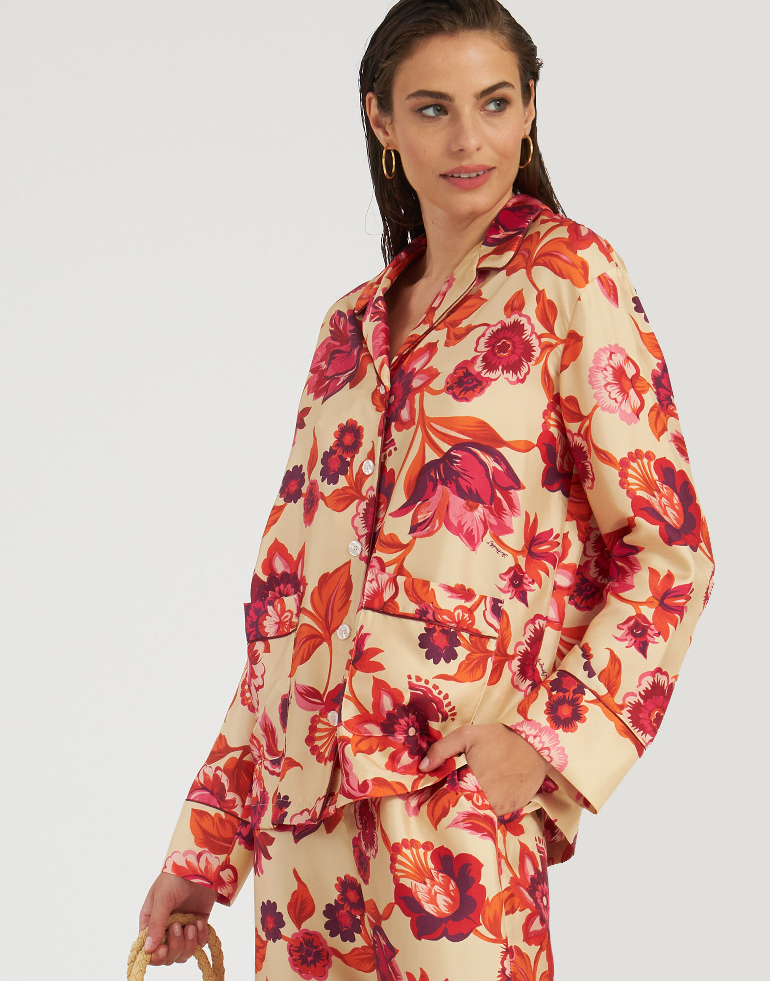 La DoubleJ Pajama Shirt Hottie Cream SHI0077SIL001HOT01WH03