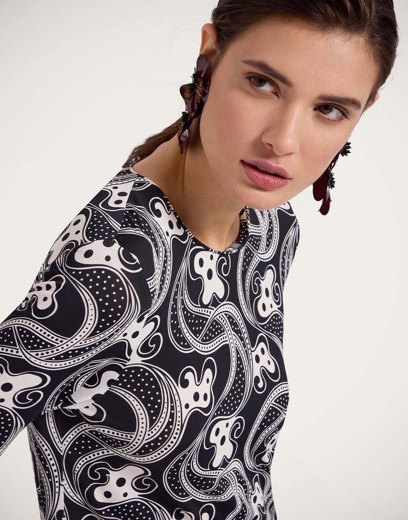 La DoubleJ Long Sleeve Swing Dress La DoubleJ Long Sleeve Swing Dress Aperol Black & White DRE0831JER027APE01BL03