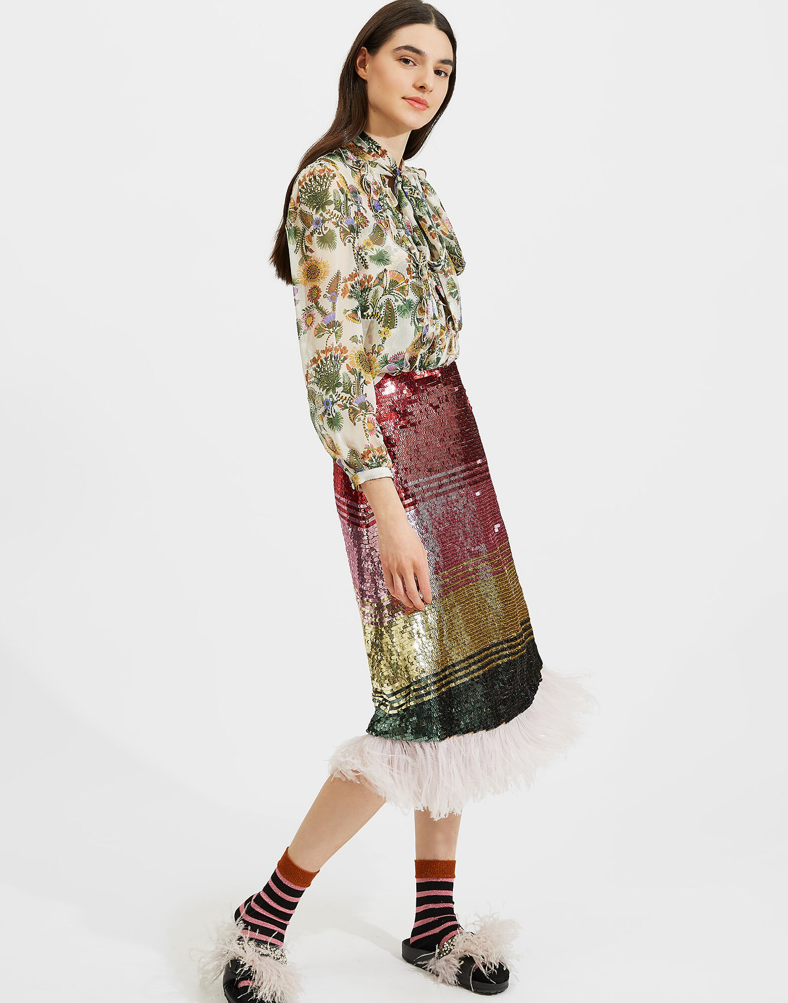 LaDoubleJ Sequin Skirt Multicolor Oro SKI0035SEQ001MUL0001