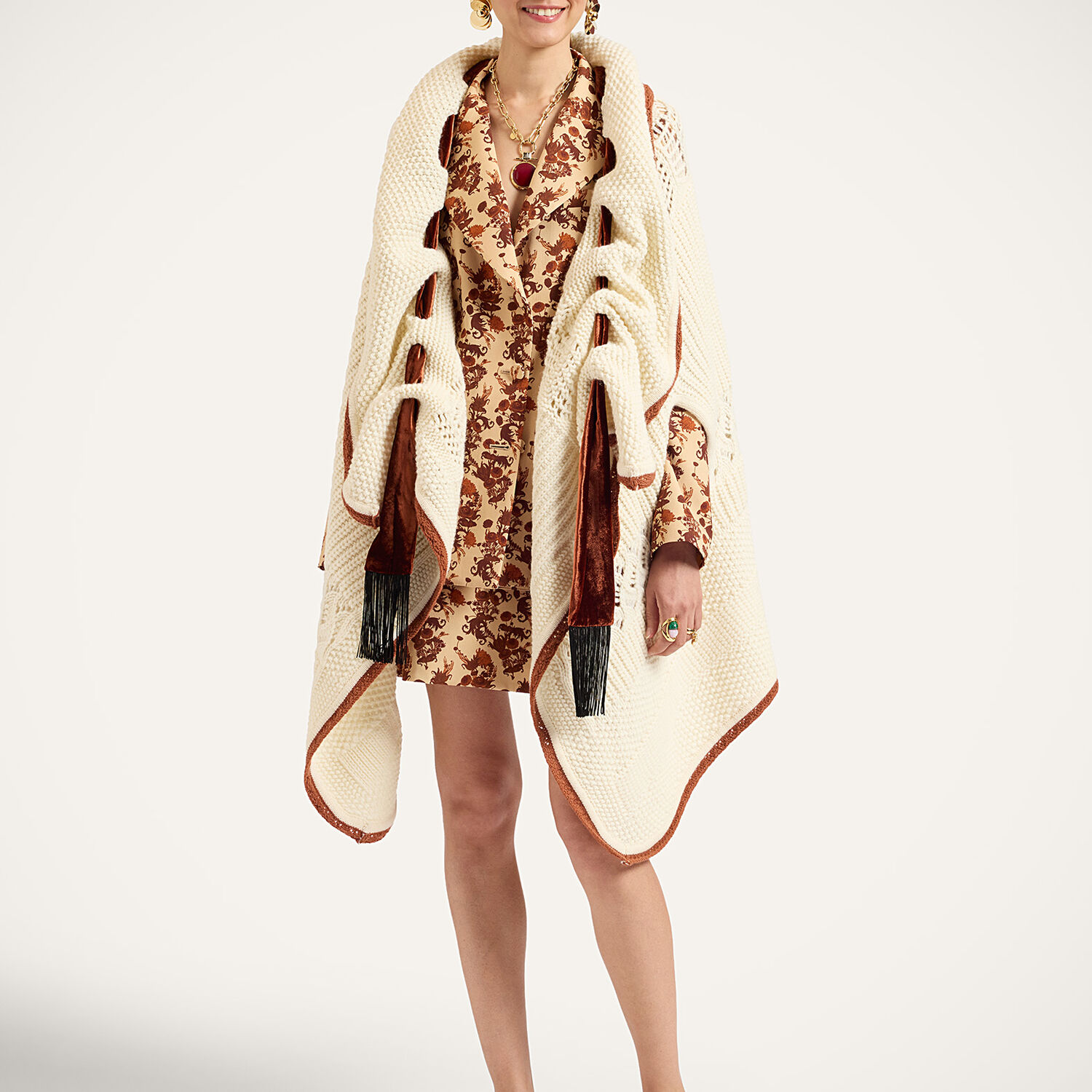 La Doublej The Weaver Long Cape In Solid White