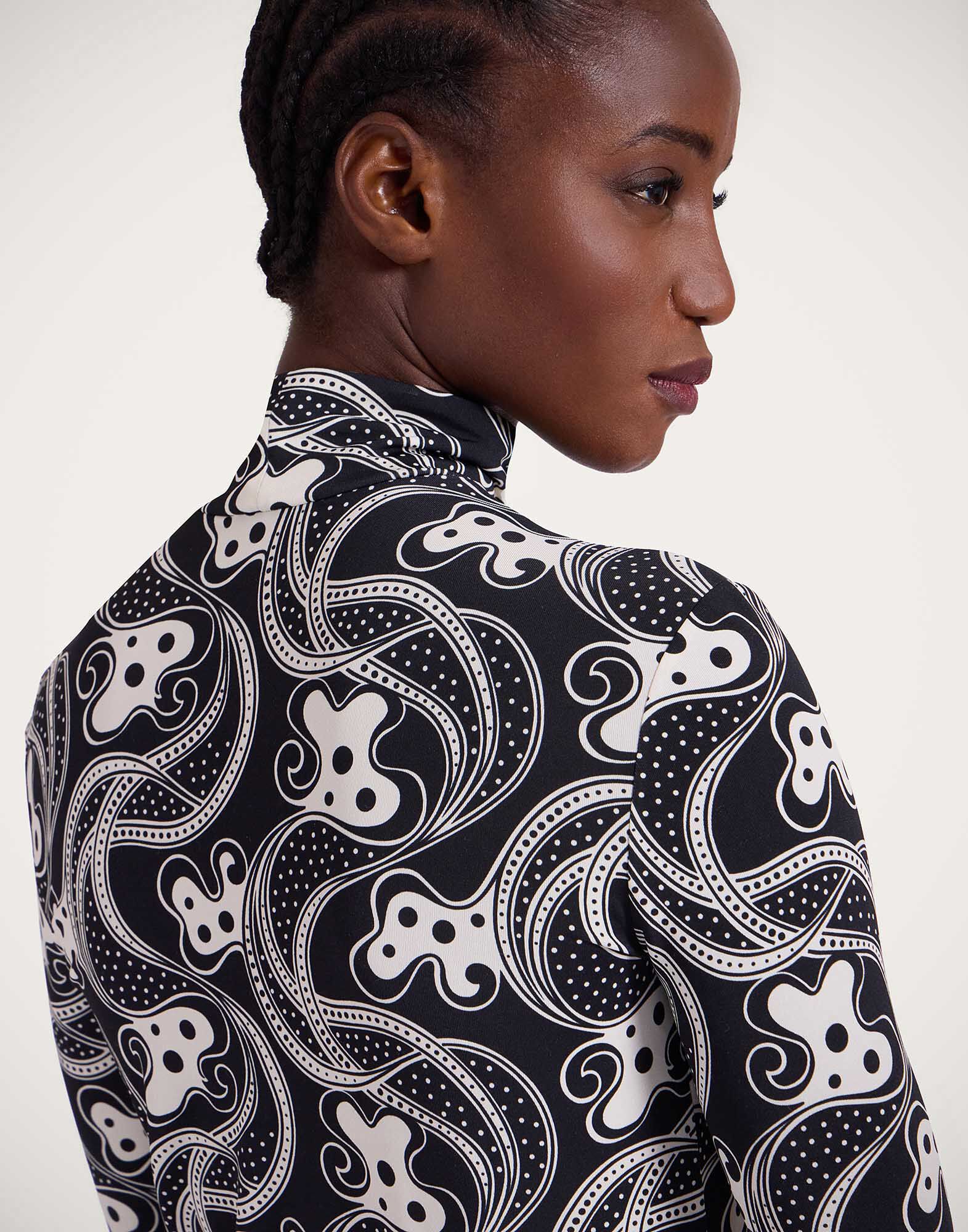 La DoubleJ Turtleneck Aperol Black & White TOP0146JER005APE01BL03