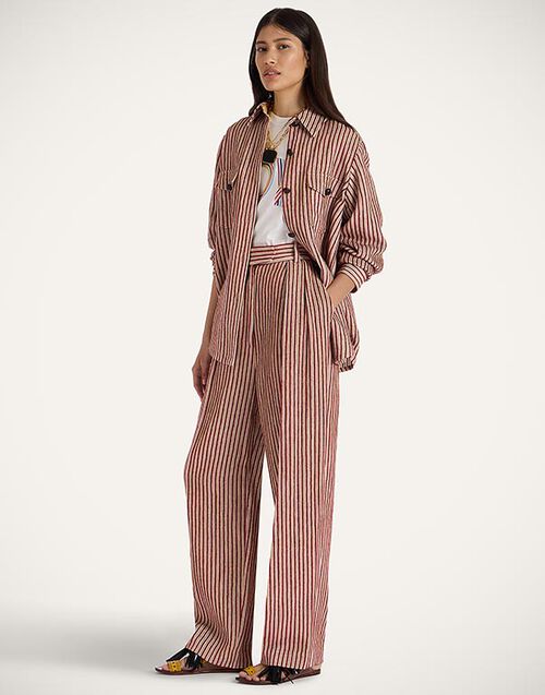 La DoubleJ Brooklyn Pants Color Block Red & Beige TRO0156LIN009CLB20RE01