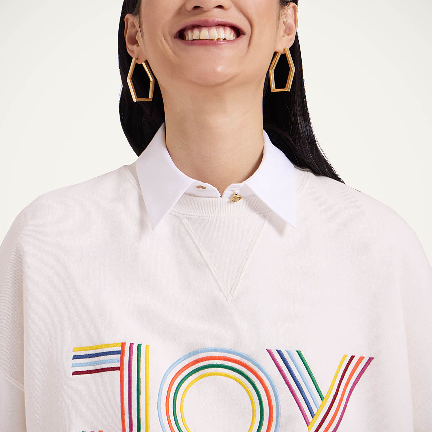 La Doublej Joy Sweatshirt In Joy Off White