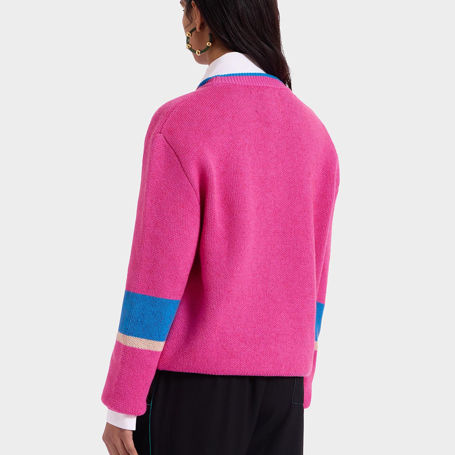 La Doublej Joy Sweater In Color Block Pink & Red