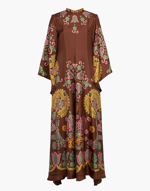 La DoubleJ Magnifico Dress La DoubleJ Magnifico Dress Folky Hearts Chocolate Placée DRE0232SIL006FLH0007