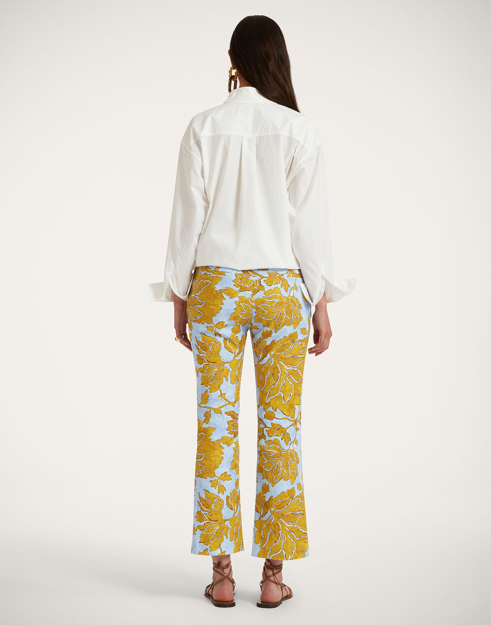 パンツ LA DOUBLEJ Women Straight Pants TRO0003SIL 001TAN01 BU01 Blu Palazzo Pants in Tangle Light Blue for Women | La DoubleJ US