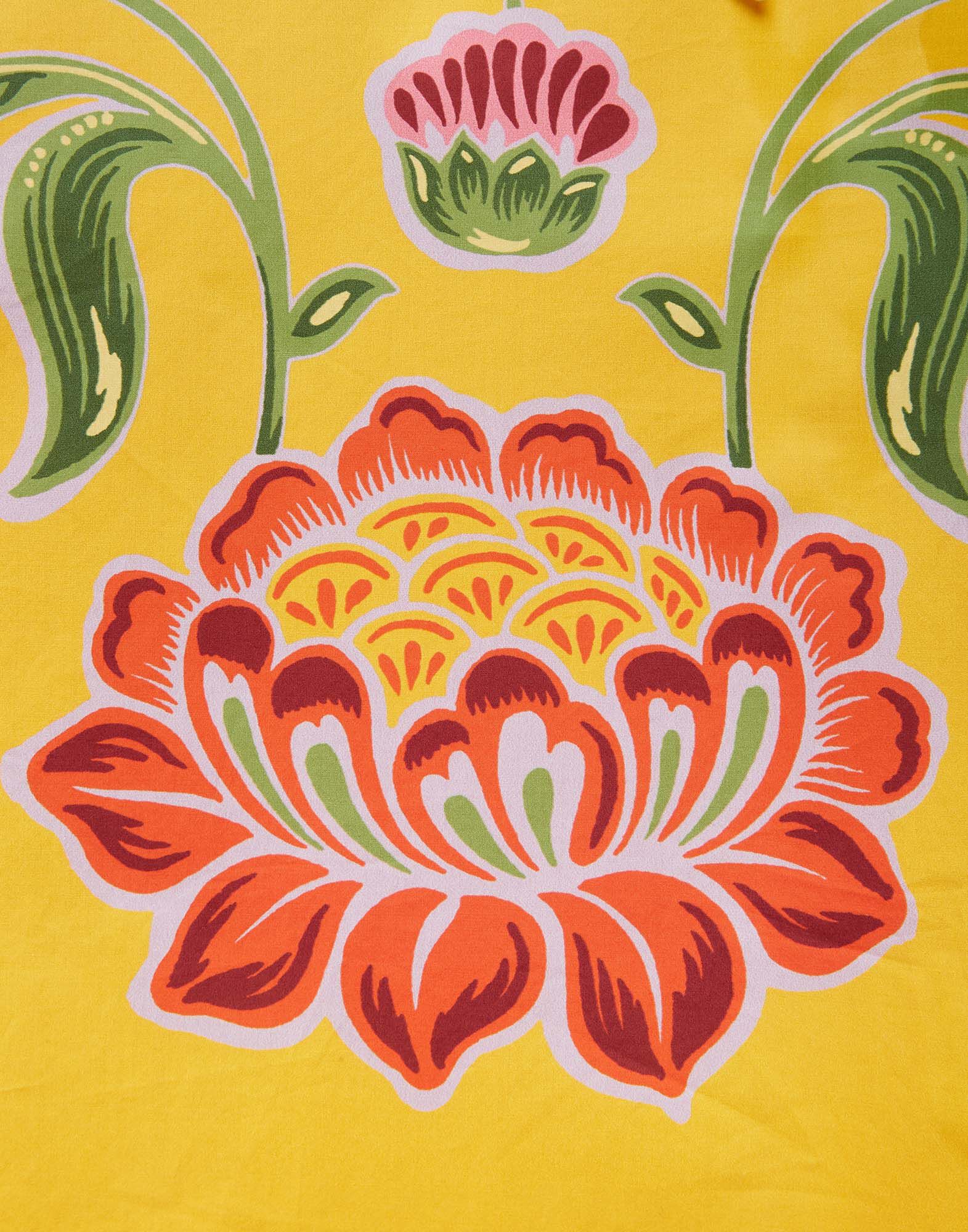 La DoubleJ Flirty Mini Dress Folk Flowers Avorio Plac&eacute;e DRE0400COT015FFL0003