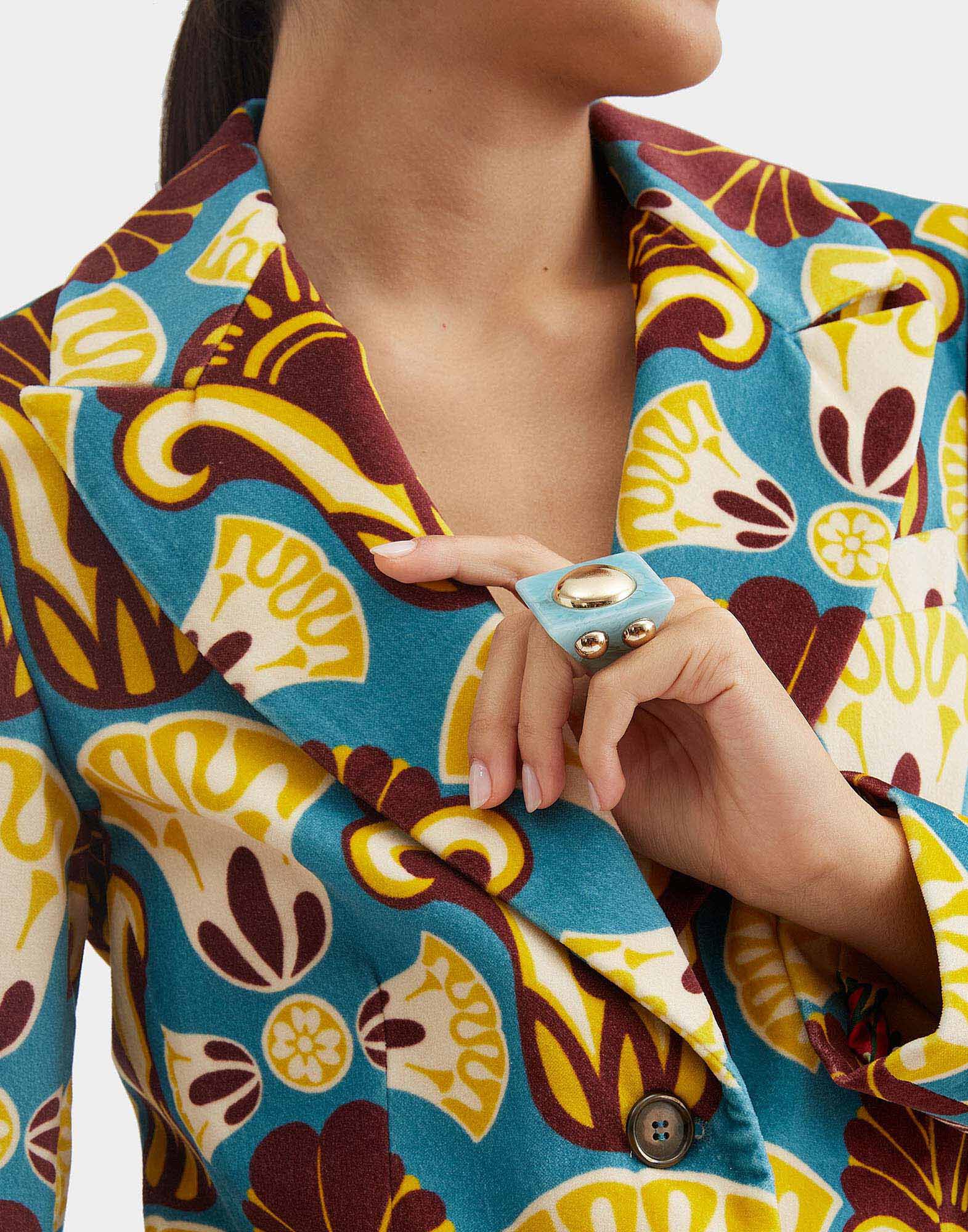 La DoubleJ Hathor Square Ring Light Blue RIN0003POL005SOLIDBU01