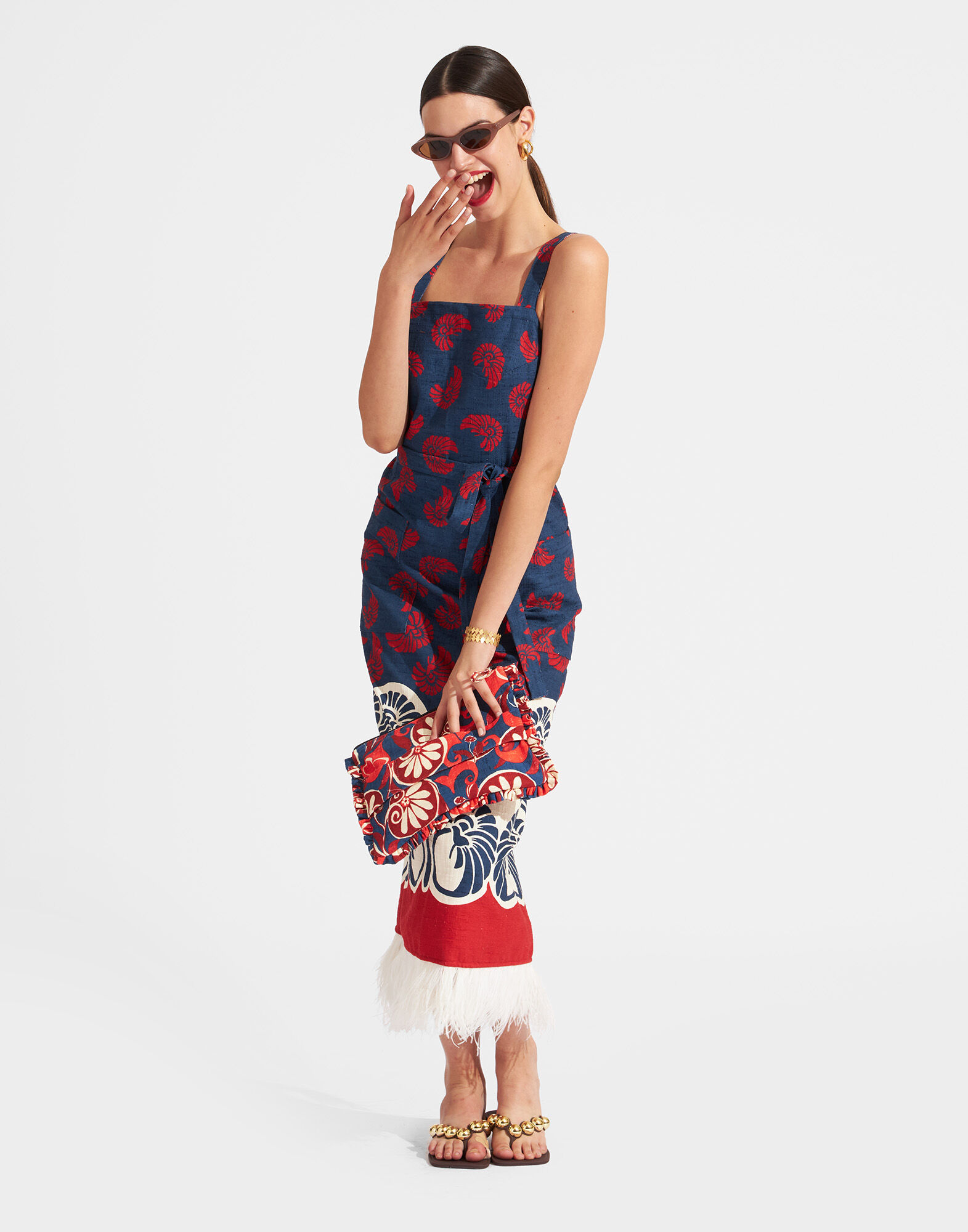 La DoubleJ Apron Dress Palmetto Plac&eacute;e DRE0572COT005PIG01BU06