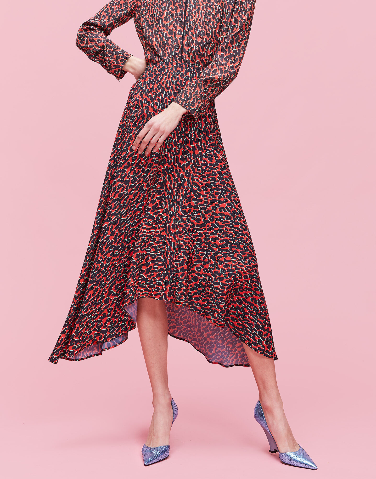 LaDoubleJ Martha Skirt Leopard Rosso SKI0025SAB001LEO0002