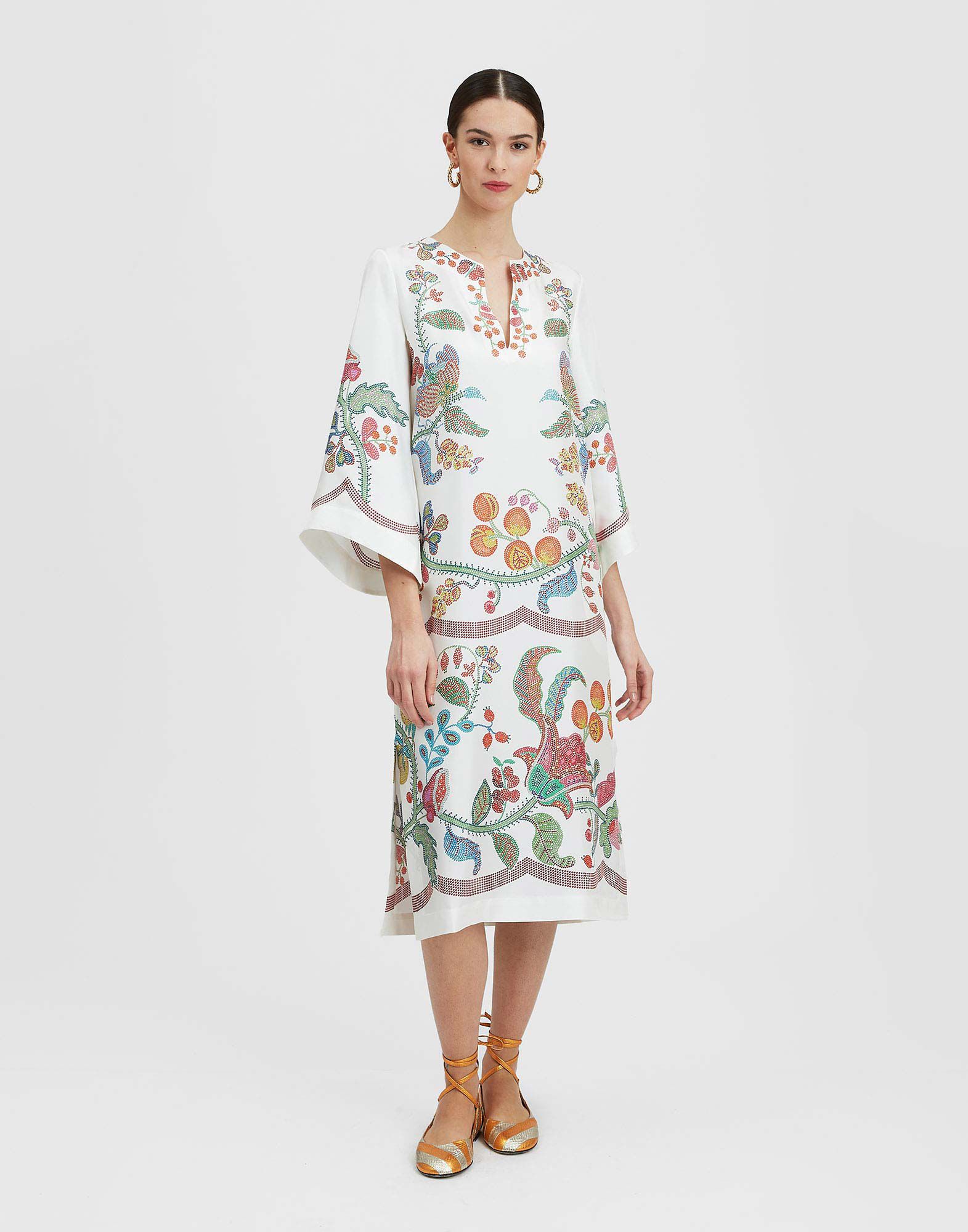 La DoubleJ The Kaftan Grenadilla Plac&eacute;e Off White DRE0564SIL006GRN01WH05