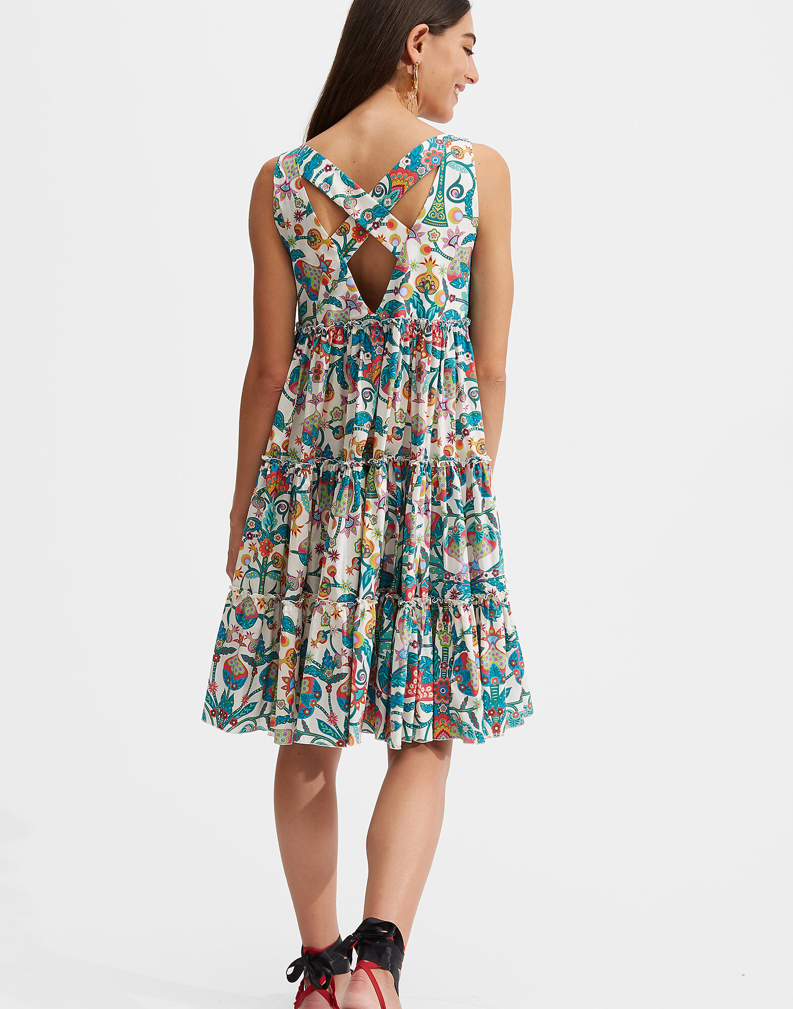 LaDoubleJ Babe Dress Tree Of Life Bianco DRE0258COT020TFL0001