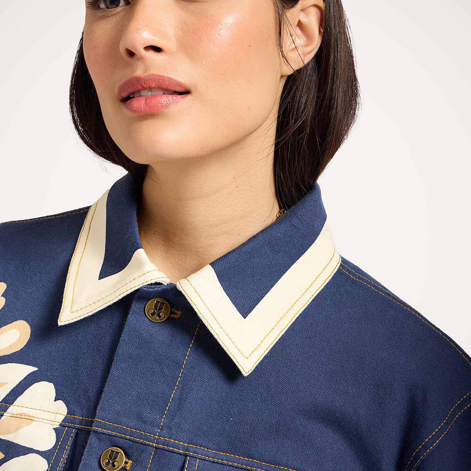 La Doublej Jj Floral-print Denim Jacket