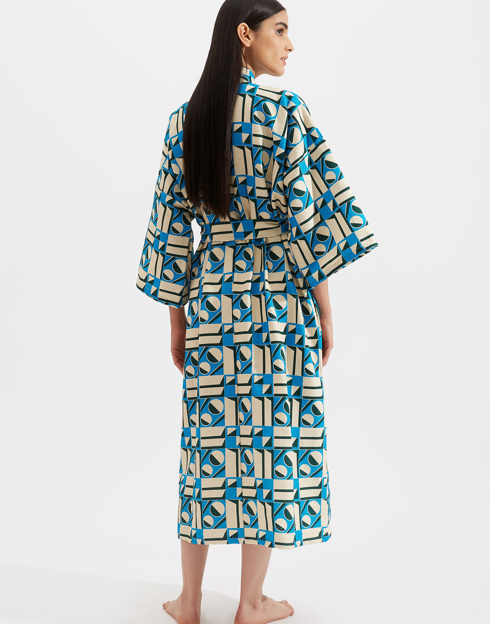 La DoubleJ Unisex Big Robe Geometrico Blu JAC0035COT024GEO0006