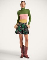 La DoubleJ High Kick Top La DoubleJ High Kick Top Color Block Military Green & Pink PUL0167KNI091VA412GR02