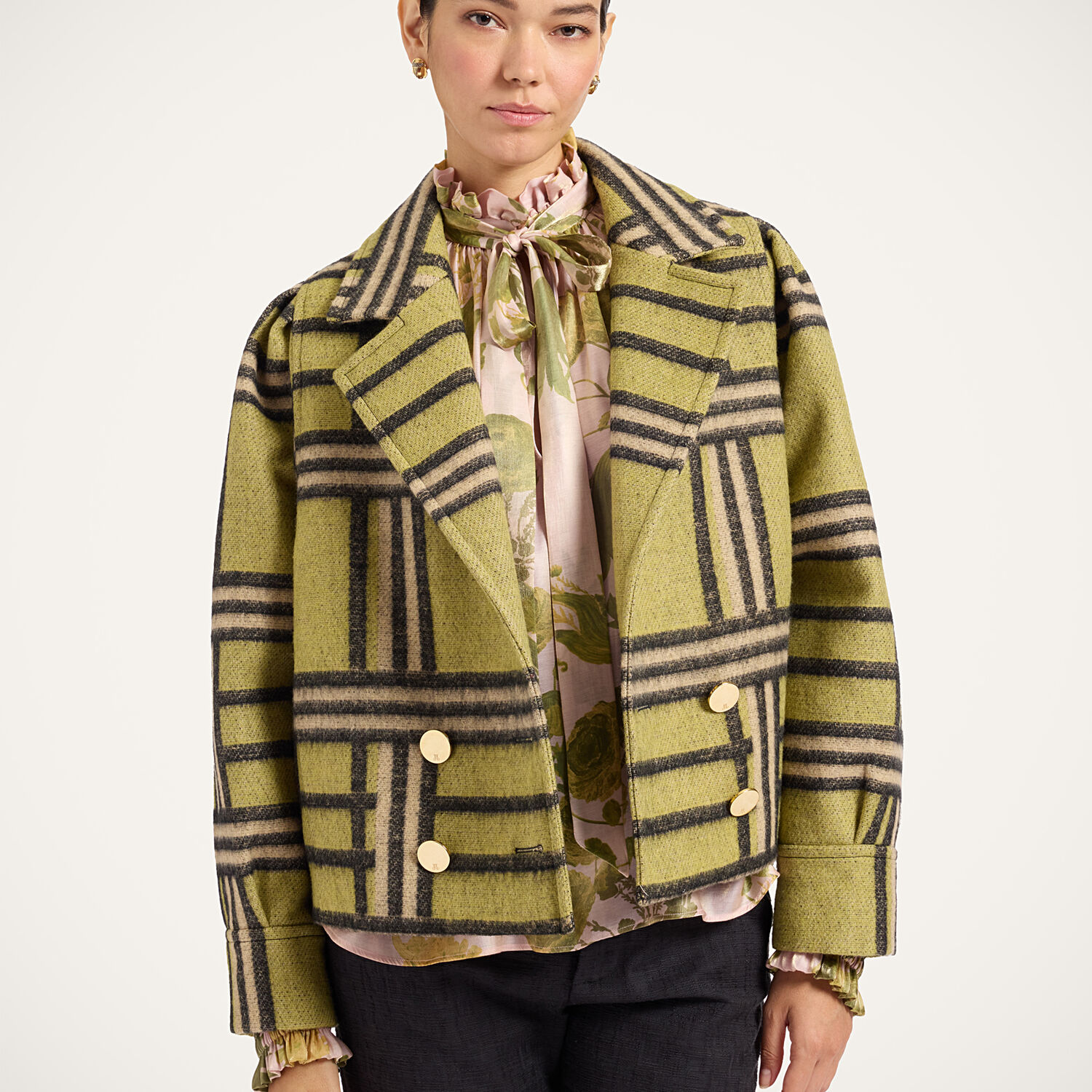 La Doublej Victoria Jacket In Kells Check Green