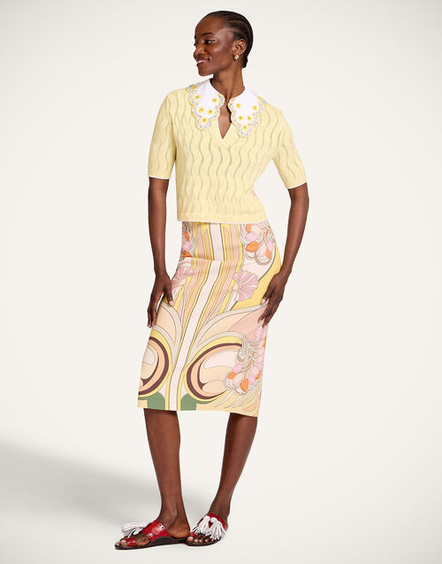 La DoubleJ Pencil Skirt Tulip Plac&eacute;e Pale Pink SKI0022VIS011TUL07PI02