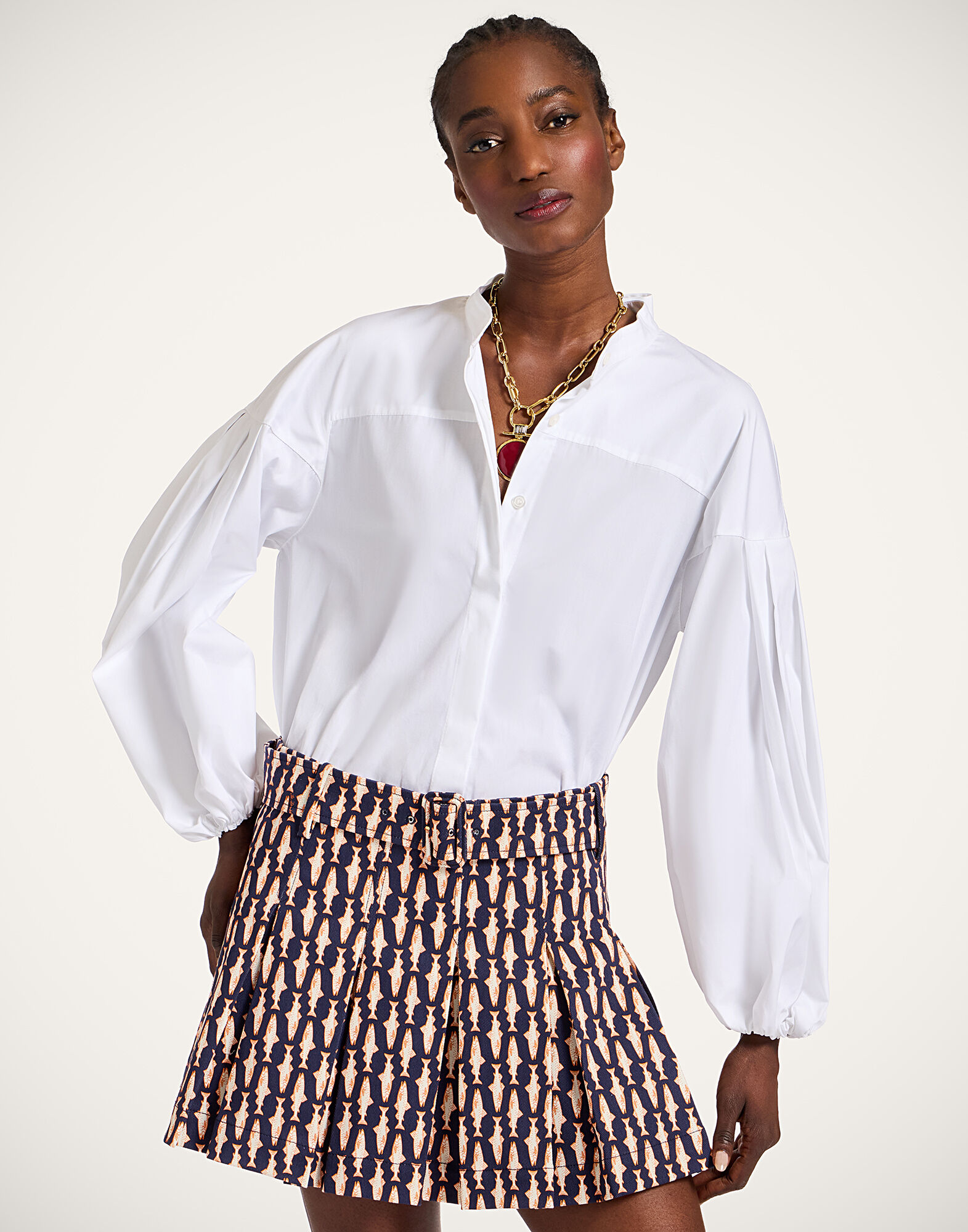 【NONCODE】(Set) Eldo Diagonal Button One Piece Puff Shirt NONCODE】(Set) Eldo Diagonal Button One Piece Puff Shirt