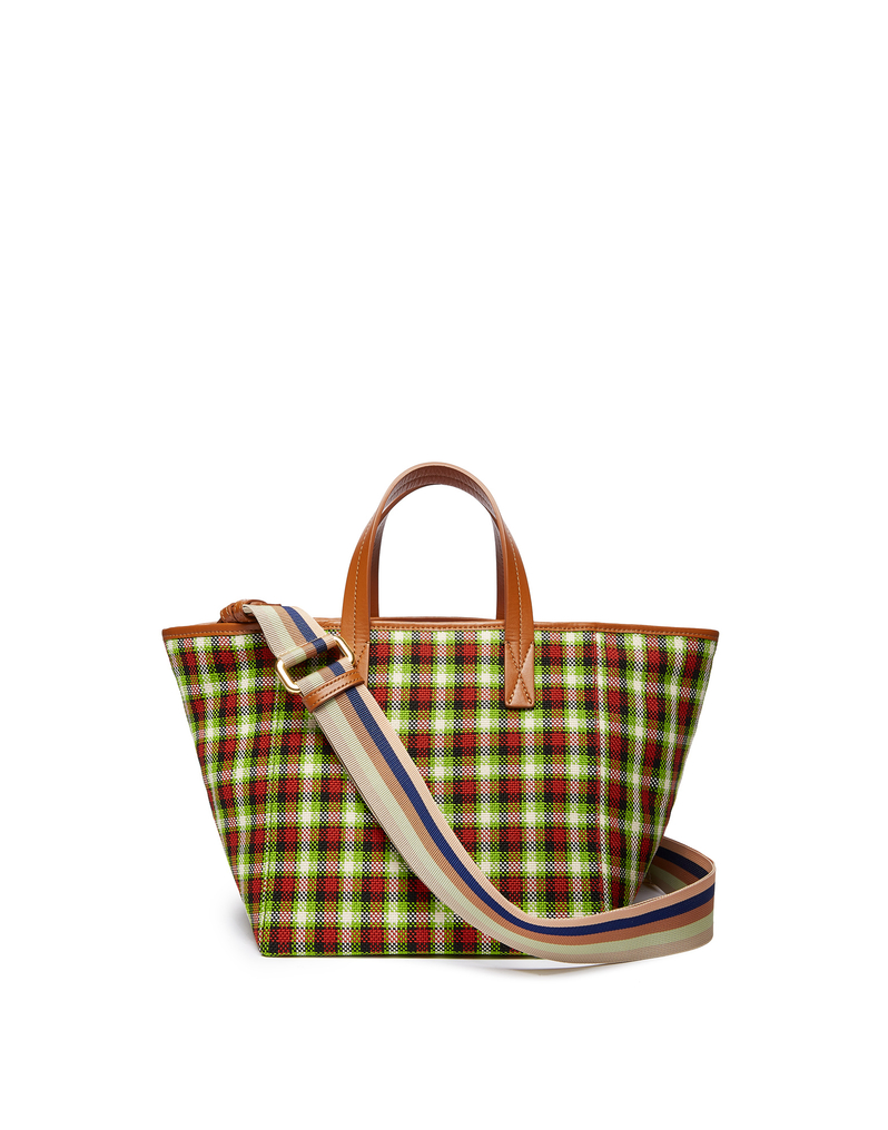 LaDoubleJ Mini Mama Tote Bag LaDoubleJ Mini Mama Tote Bag Check Verde/Nero BAG0004PLC002CHE0007