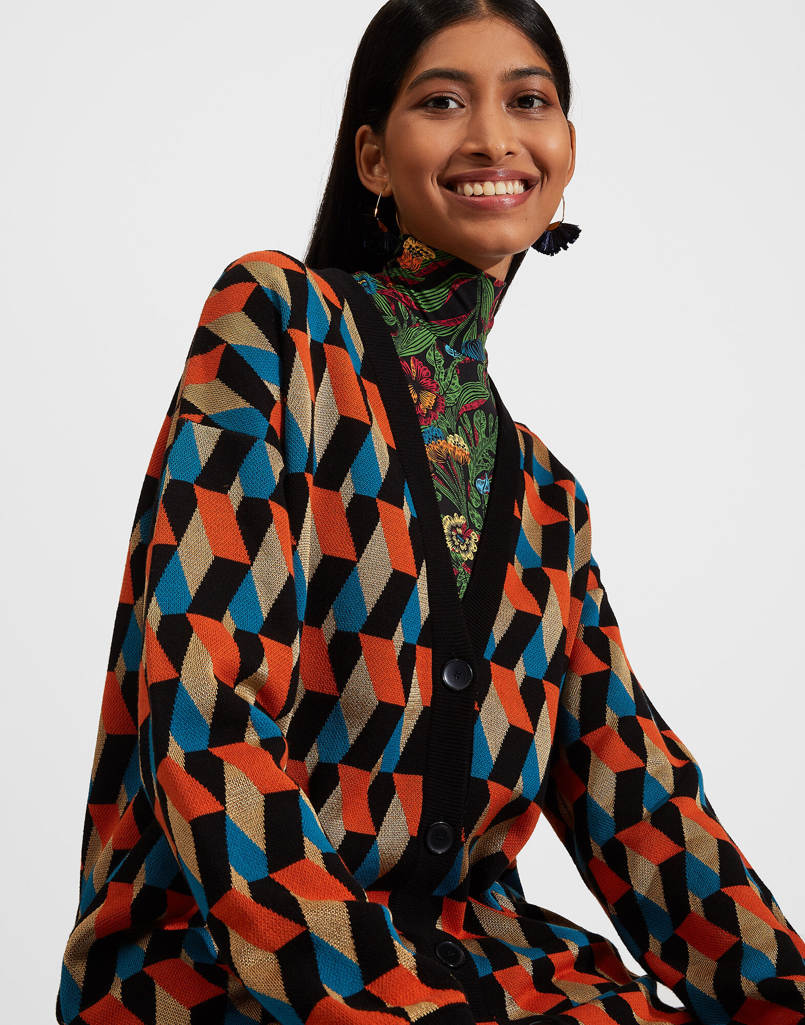 La DoubleJ Knit Leisure Cardigan Diamond Nero PUL0068KNI044VAR0080