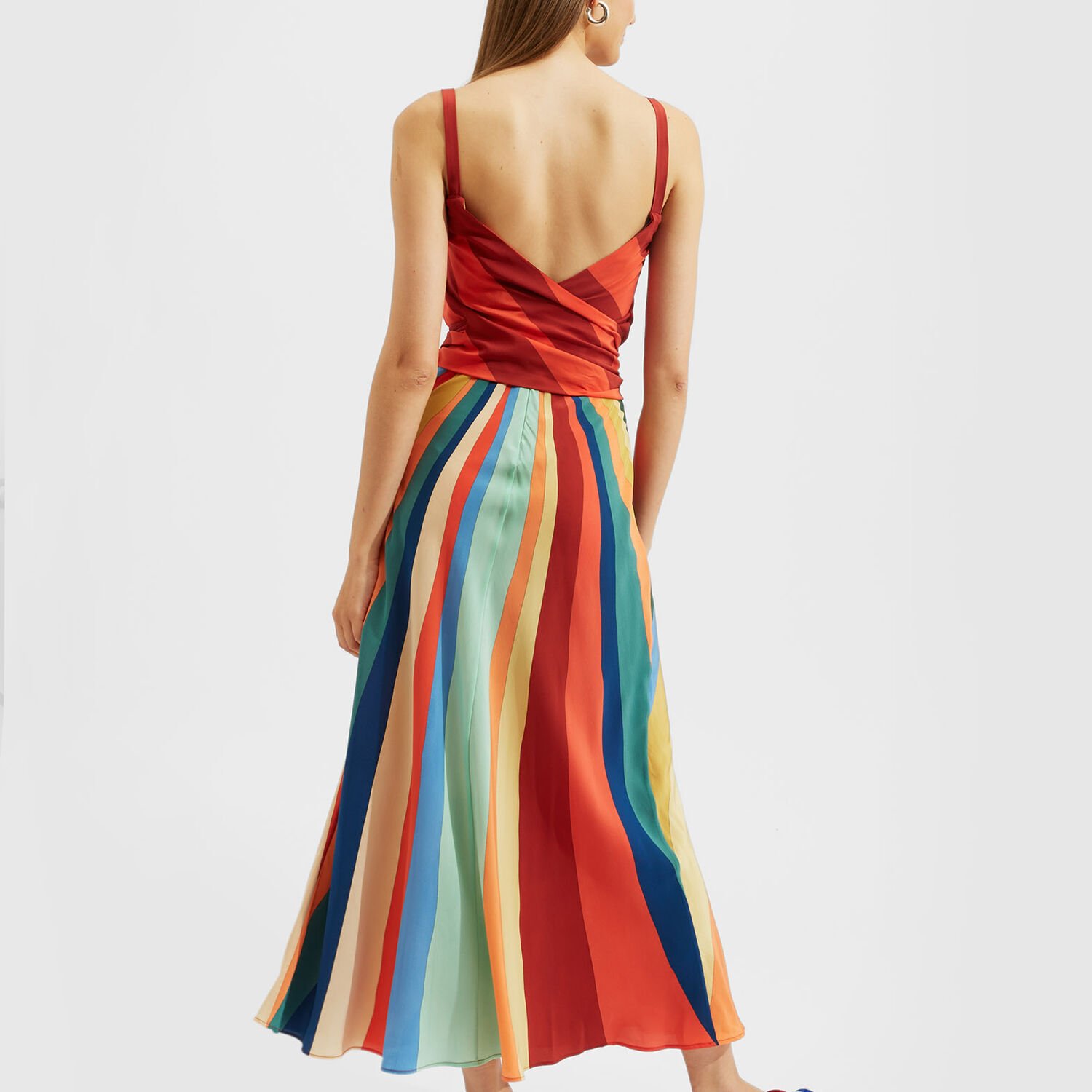 La Doublej Slip-around Silk Maxi Dress In Rainbow