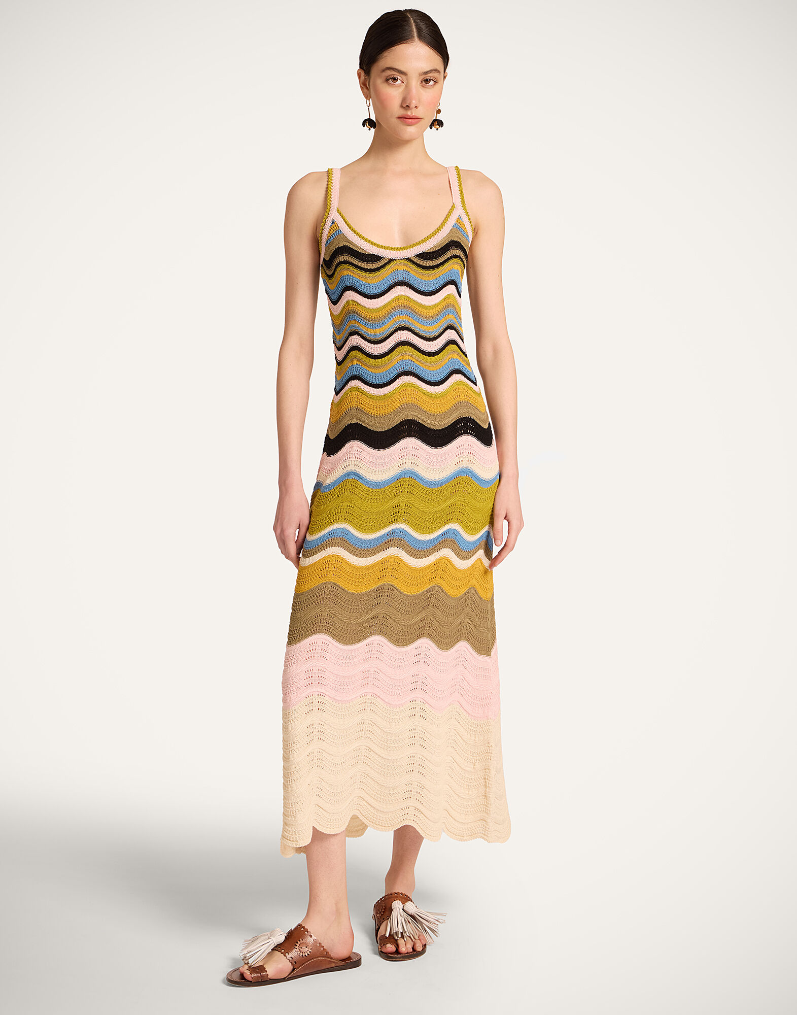 La DoubleJ Chevron Sundress Multicolor Geen &  Pink DRE0916KNI158VA499PI01