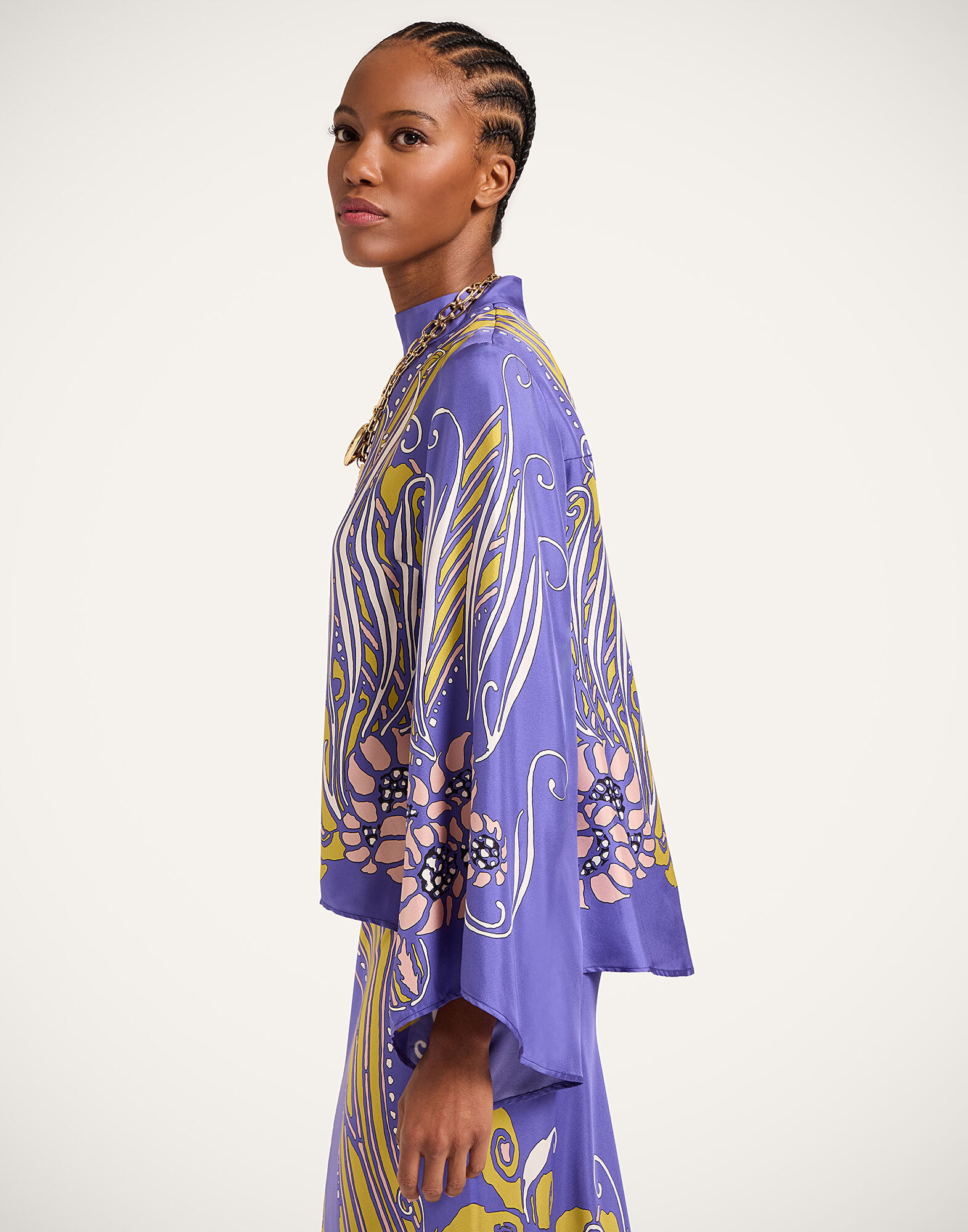 La DoubleJ Make An Exit Top Atlantis Plac&eacute;e Purple TOP0117SIL017ATL03PU01