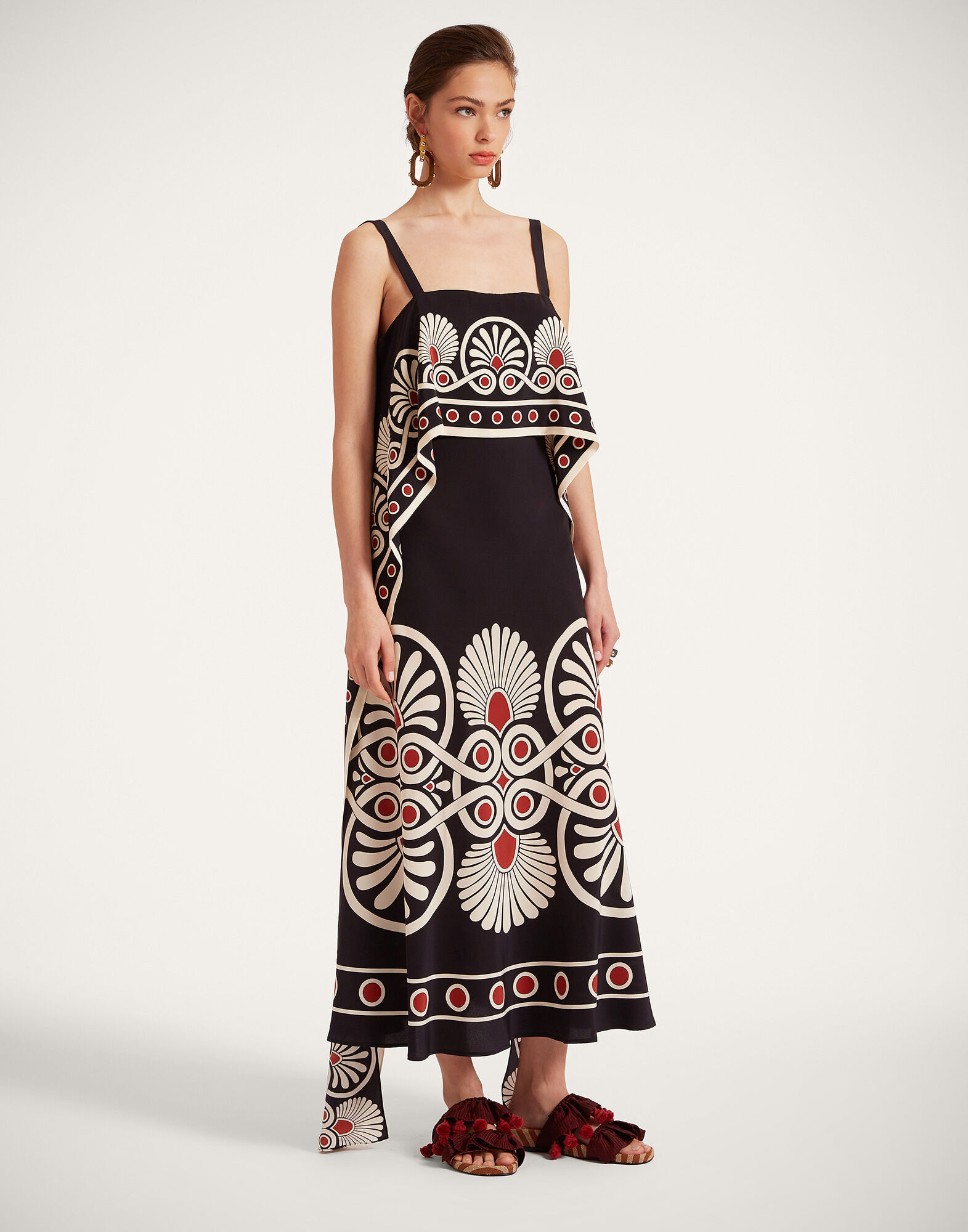 La DoubleJ Slip-Around Dress Medallion Plac&eacute;e Black DRE0562CRE002MED01BL01