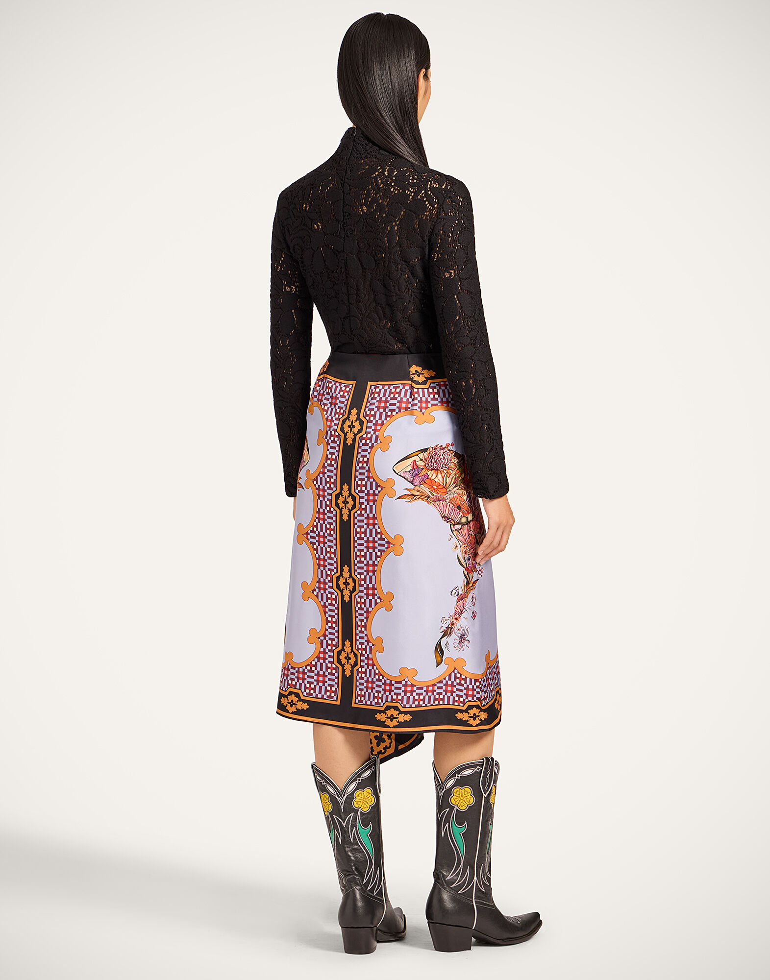 La DoubleJ Scarf Skirt Mariposa Plac&eacute;e Celeste SKI0160SIL006MAR07BU12