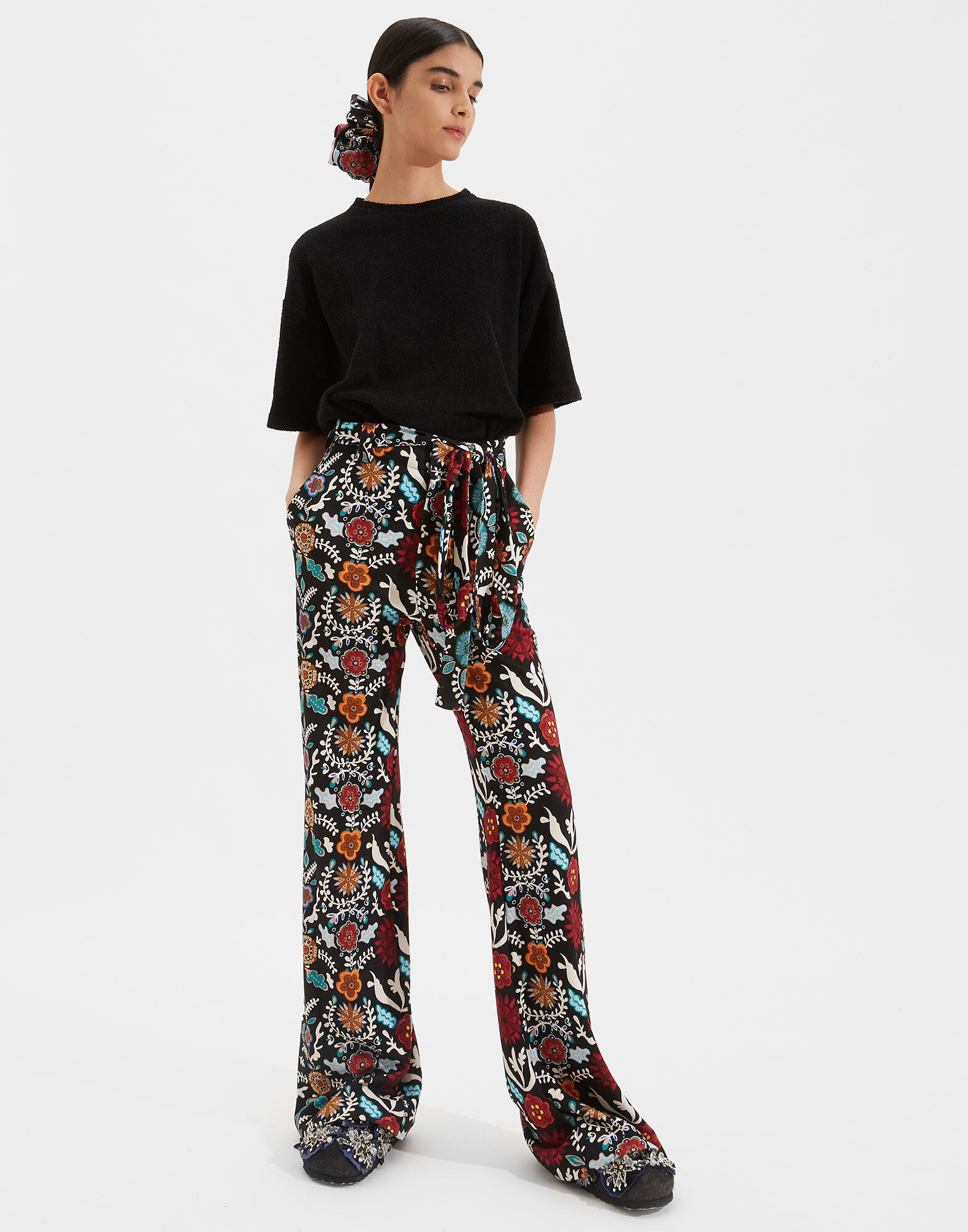 LaDoubleJ Slit Pants Fire Flower TRO0015JER007FIR0001