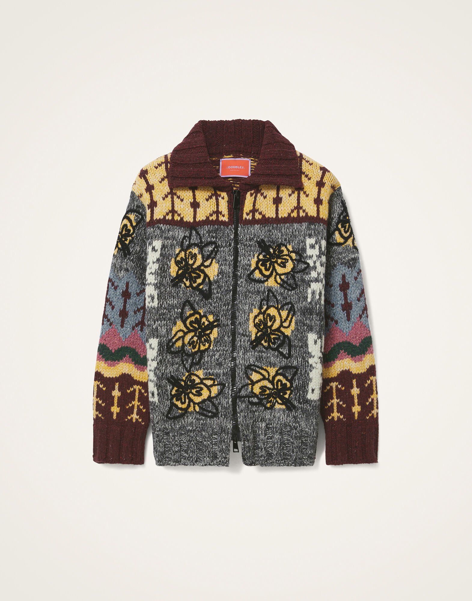 Chalet Cardigan in Multicolor Grey & Yellow for Women | La DoubleJ