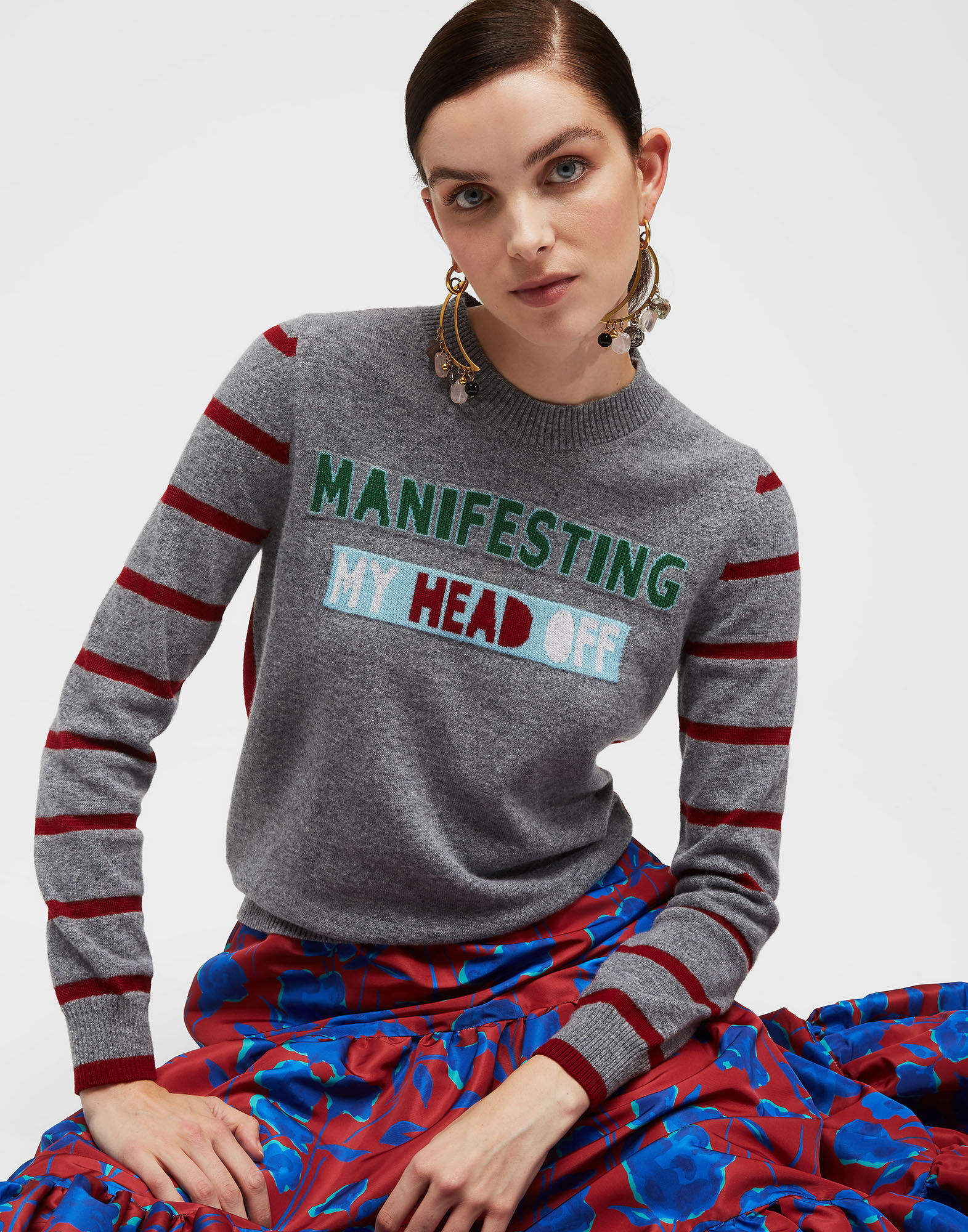 LaDoubleJ Skinny Crew Neck Grigio PUL0038KNI029GRI0001