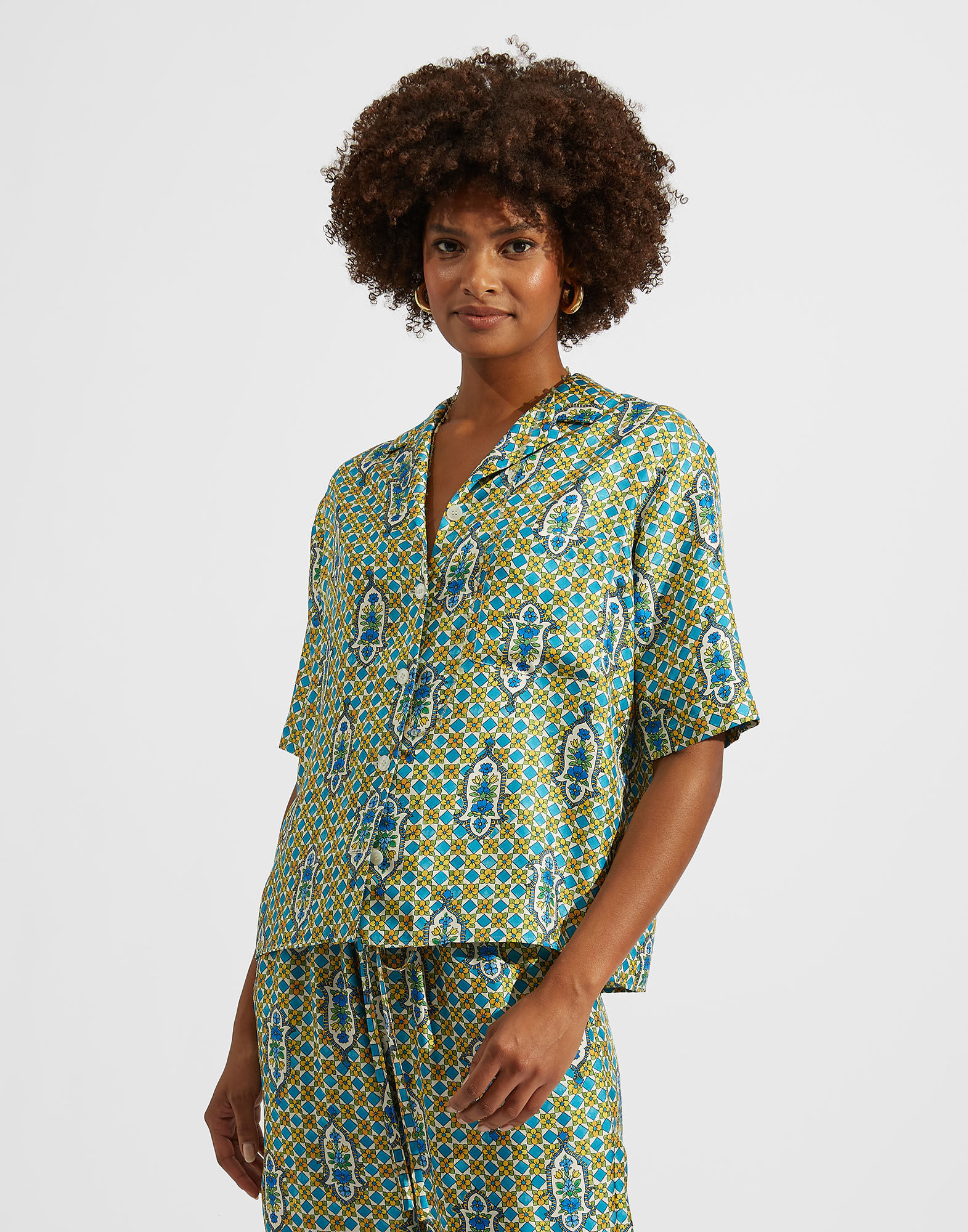 La DoubleJ Boxy Shirt Santachiara SHI0064SIL001SNT01BU08